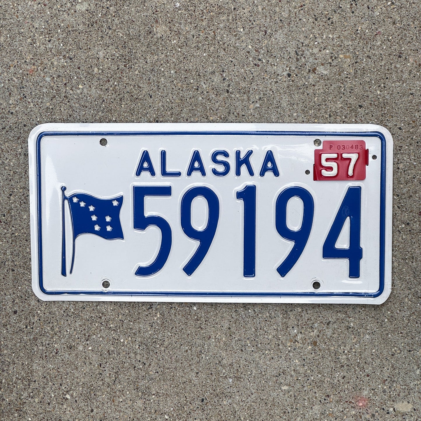 Photo of a 1956 1957 Alaska License Plate Auto Tag Garage Decor Vintage High Quality 59194 with original patina