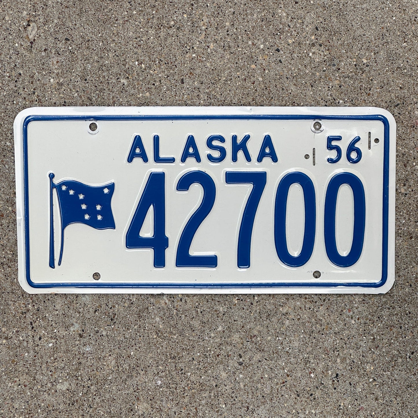 Photo of a 1956 Alaska License Plate Auto Tag Garage Decor Vintage High Quality 42700 with original patina