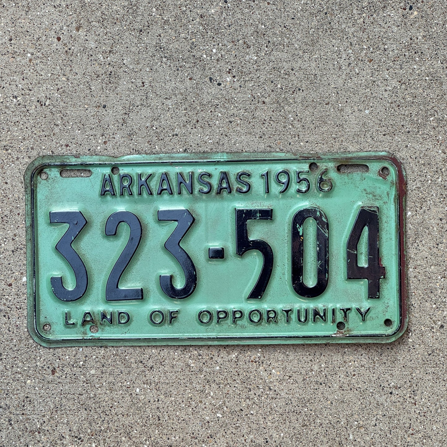 Photo of a 1956 Arkansas License Plate Auto Tag Garage Decor Vintage 323 504