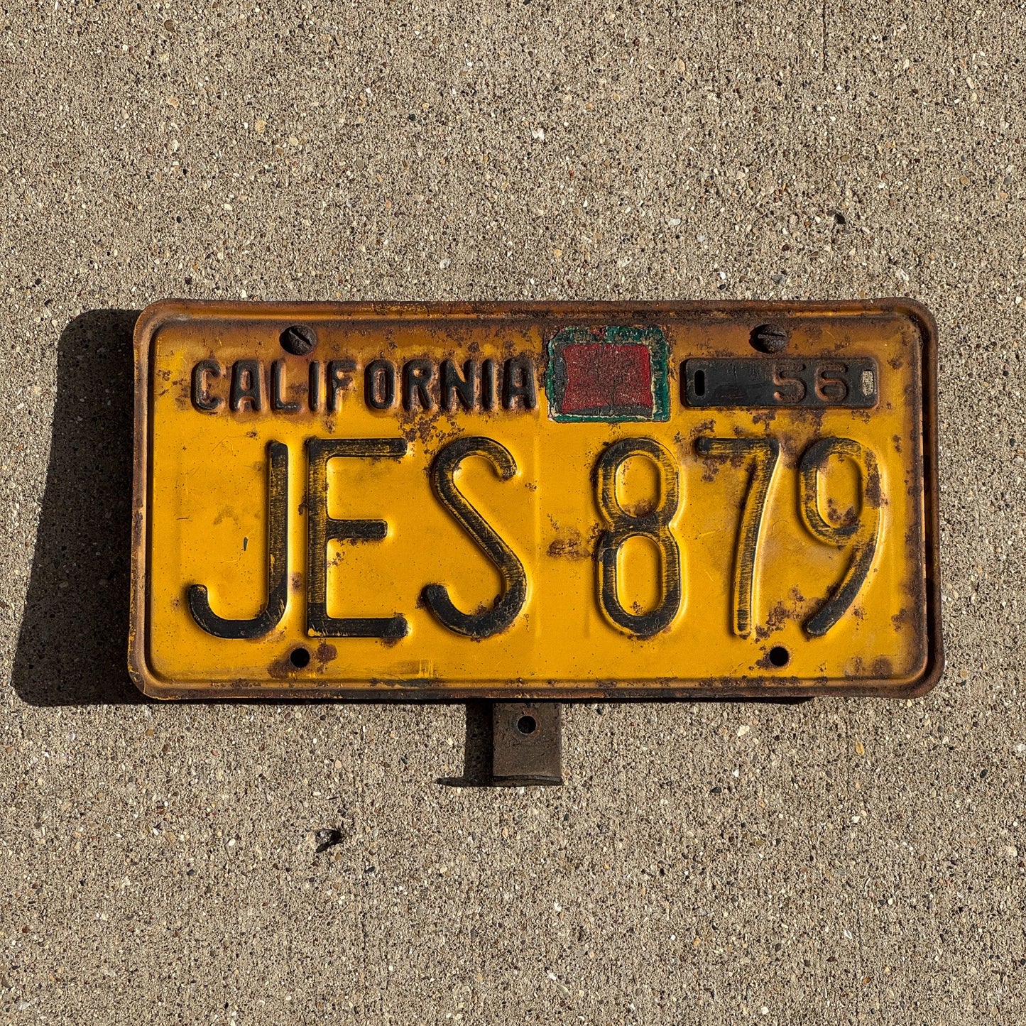 Photo of a 1956 California License Plate Auto Tag Garage Decor Vintage JES 879