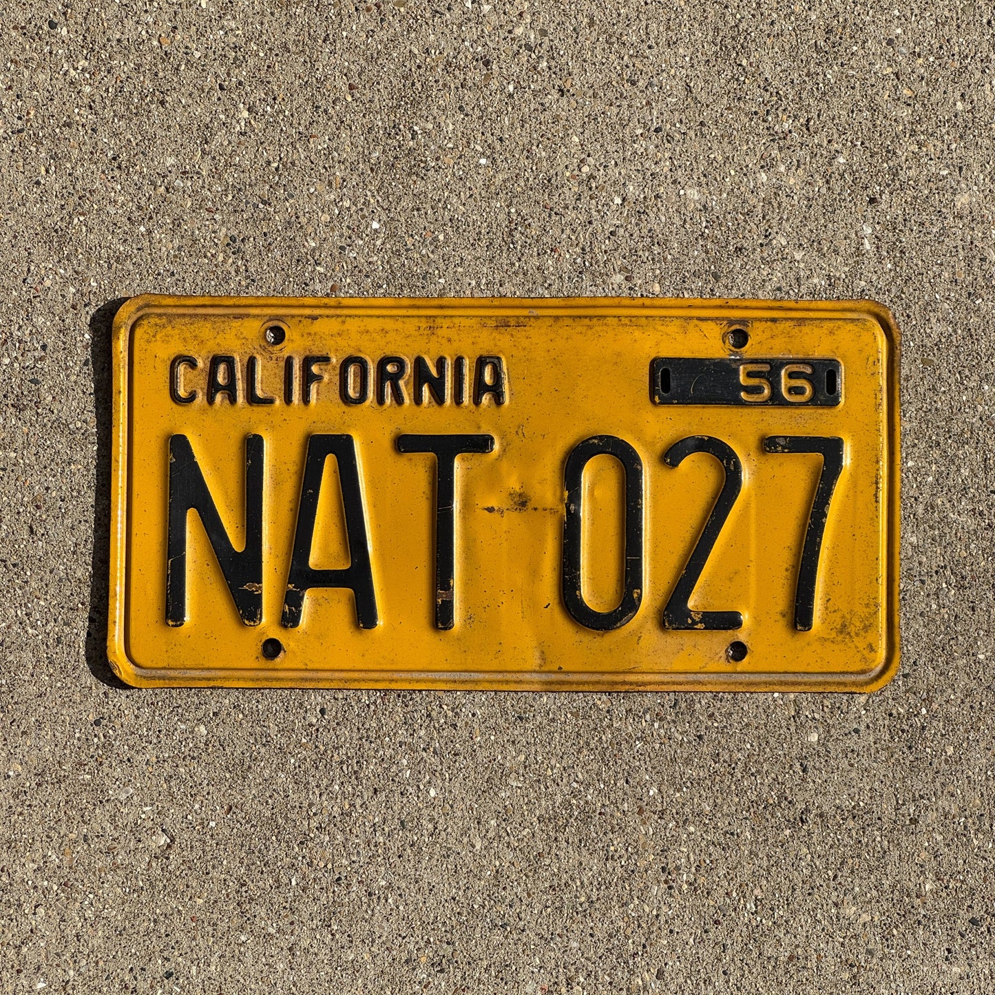 Photo of a 1956 California License Plate Auto Tag Garage Decor Vintage NAT 027