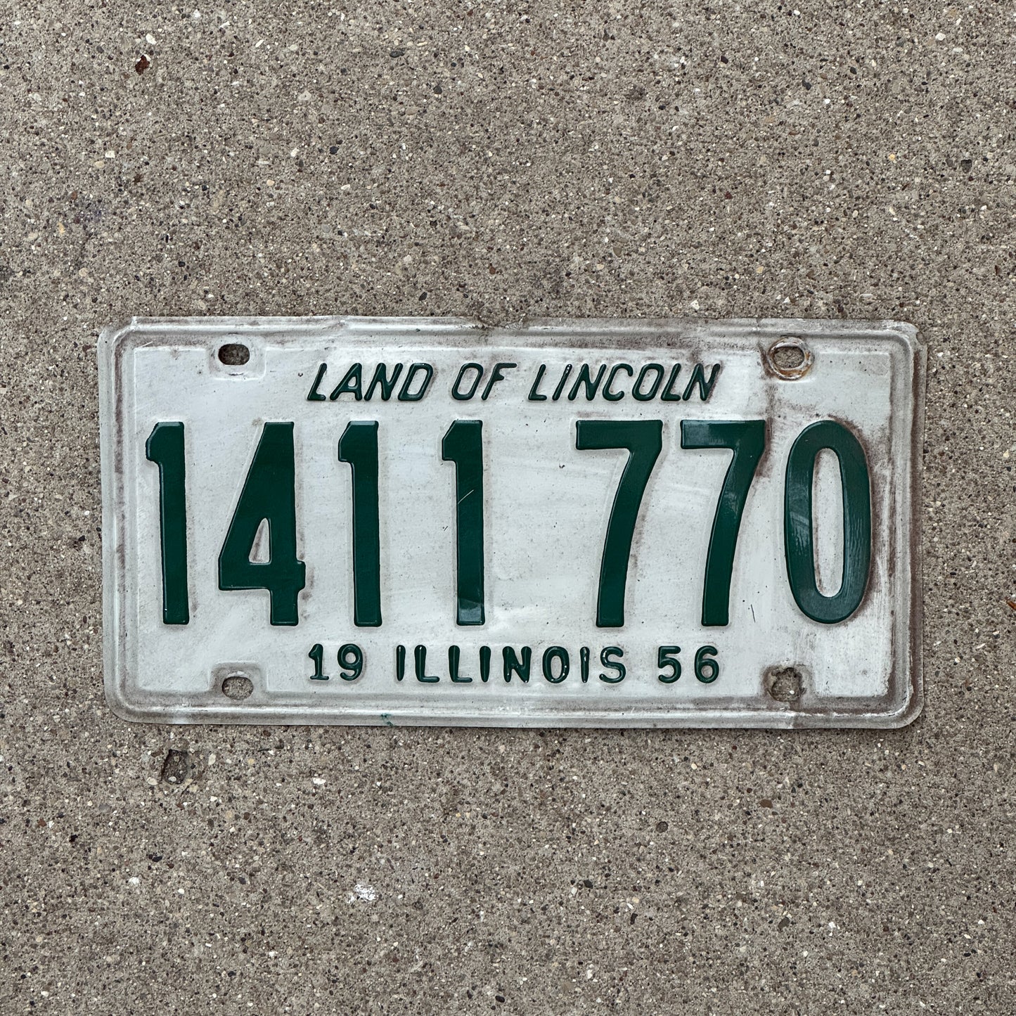 Photo of a 1956 Illinois License Plate Auto Tag 1 Vintage Garage 1 411 770 with original patina