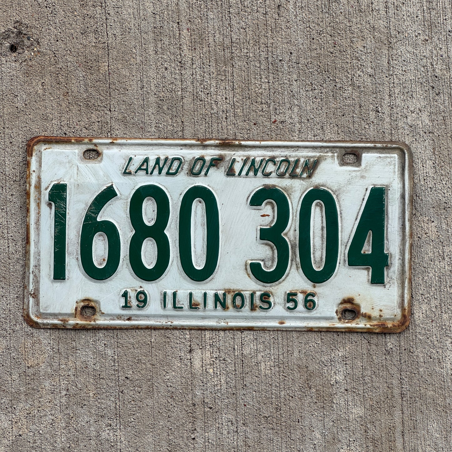 Photo of a 1956 Illinois License Plate Auto Tag Garage Decor Vintage 1 680 304 with original patina