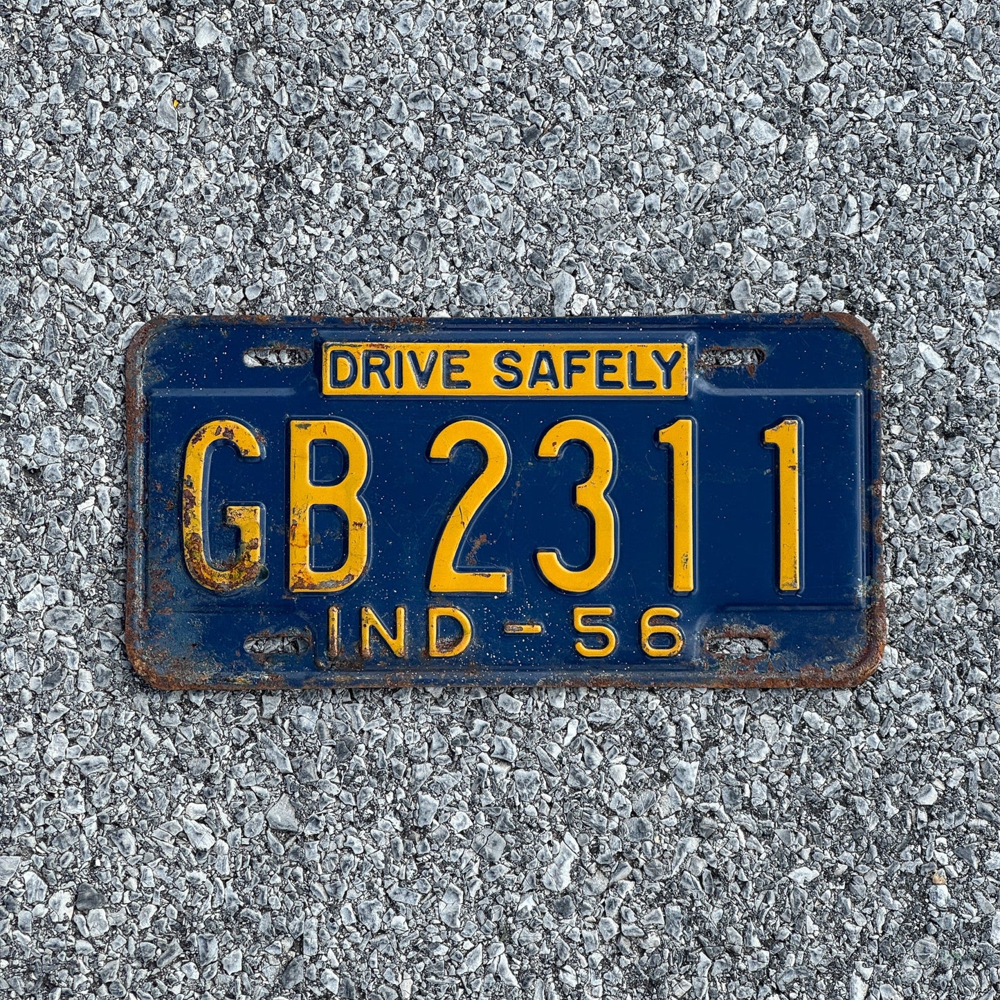 Photo of a 1956 Indiana License Plate Auto Tag Garage Decor Vintage GB2311