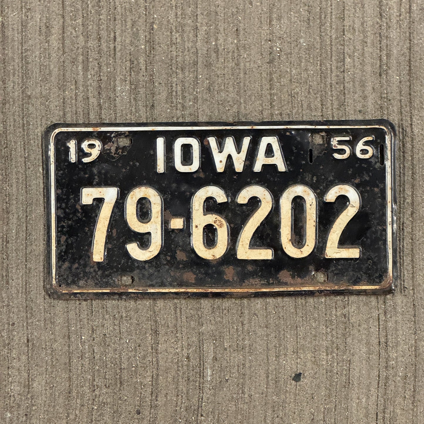 Photo of a 1956 Iowa License Plate Auto Tag Garage Decor Vintage 79 6202