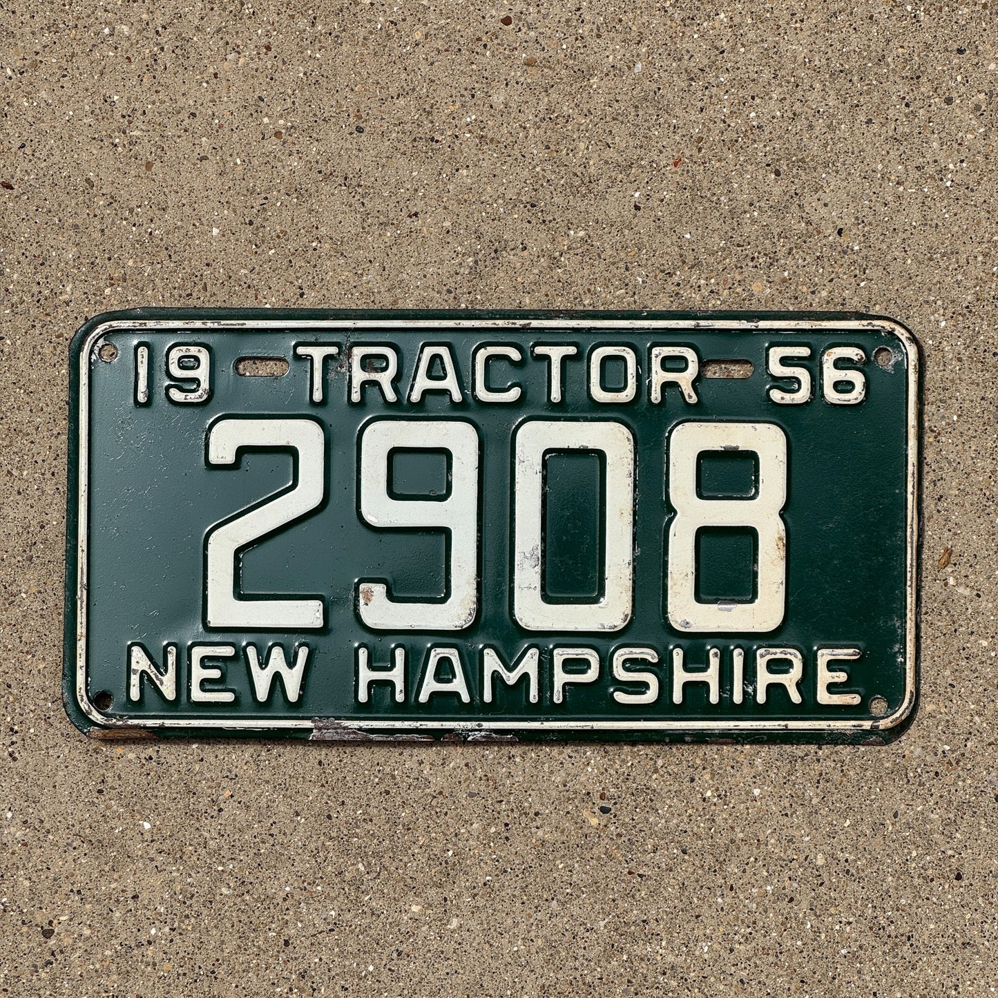 Photo of a 1956 New Hampshire Tractor License Plate Auto Tag Garage Decor Vintage 2908