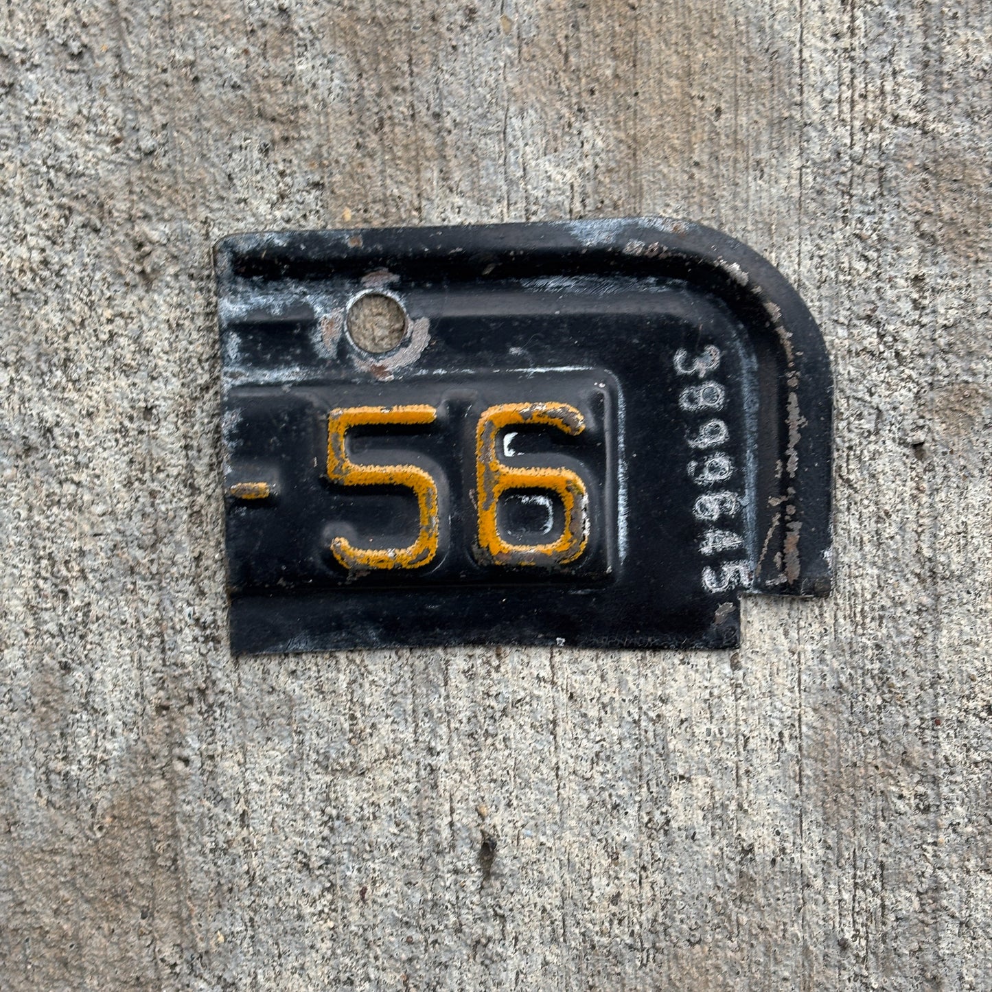 Photo of a 1956 New York Tab License Plate Auto Tag Garage Decor Vintage 3899645 with original patina