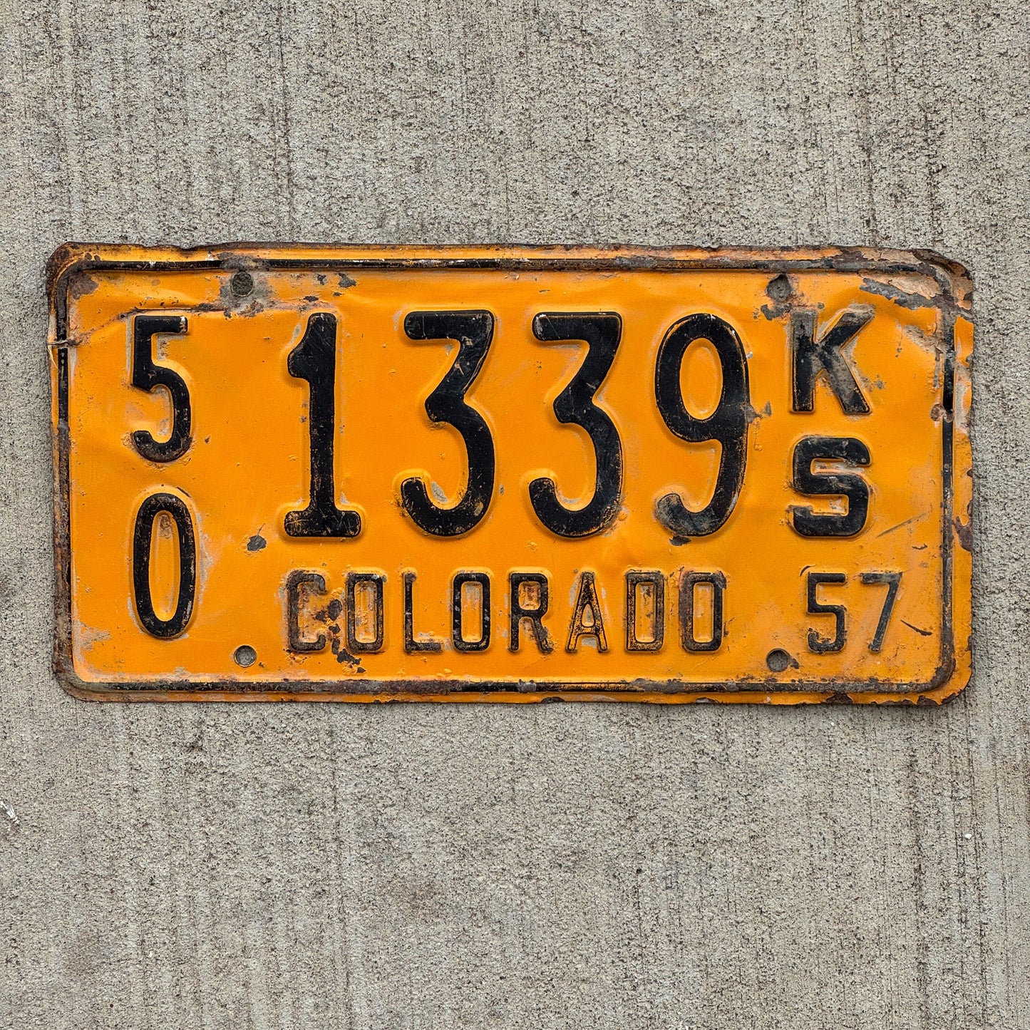 Photo of a 1957 Colorado Truck License Plate Auto Tag Garage Decor Vintage 50 1339 KS