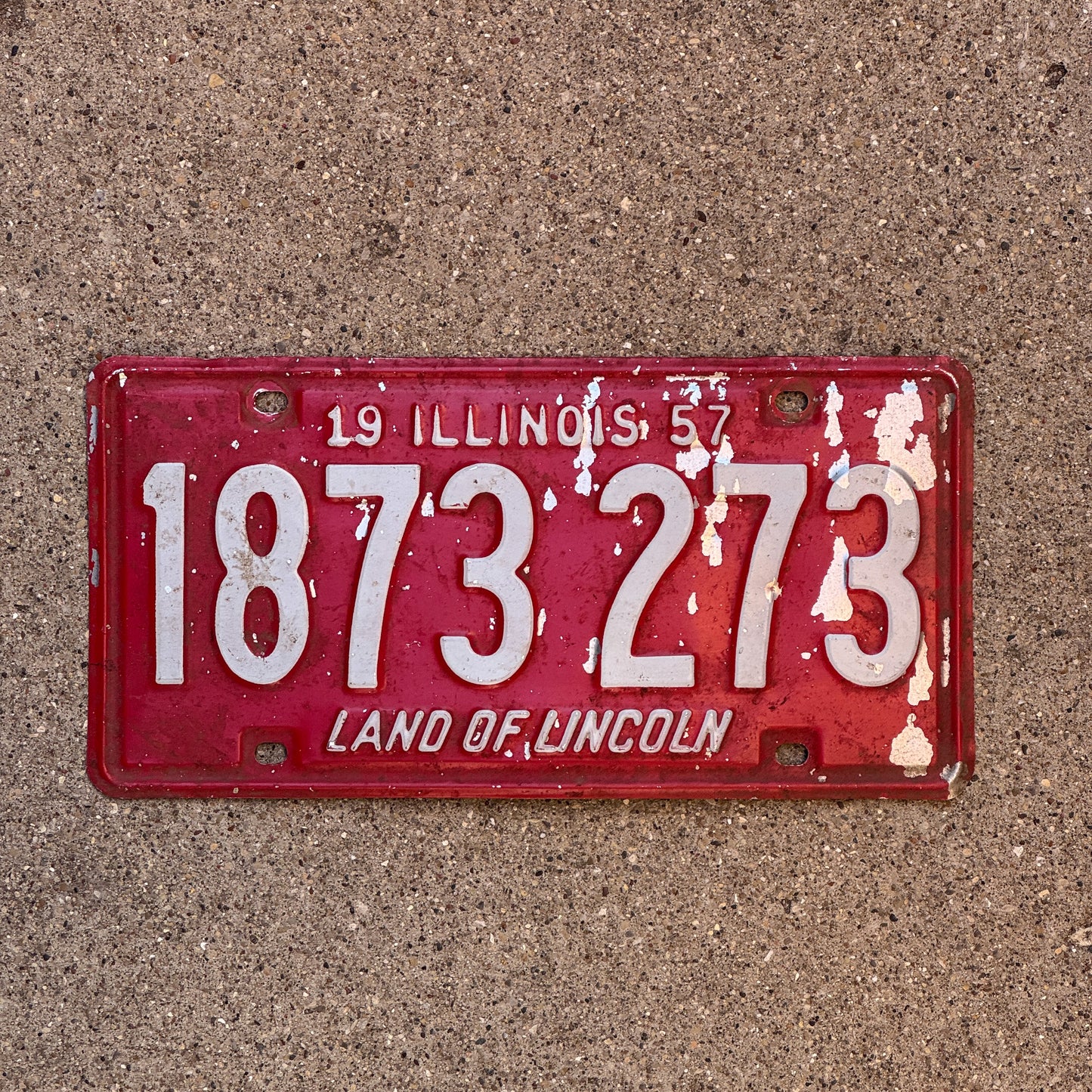 Photo of a 1957 Illinois License Plate Auto Tag 1 Vintage Garage 1 873 273 with original patina