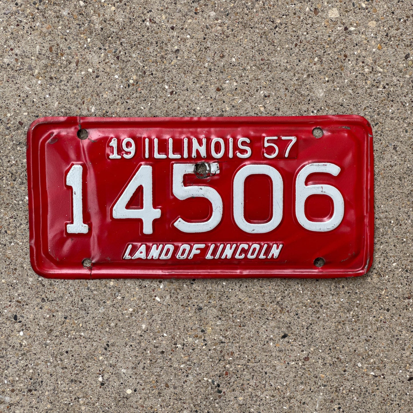Photo of a 1957 Illinois Motorcycle License Plate Auto Tag Garage Decor Vintage 14506
