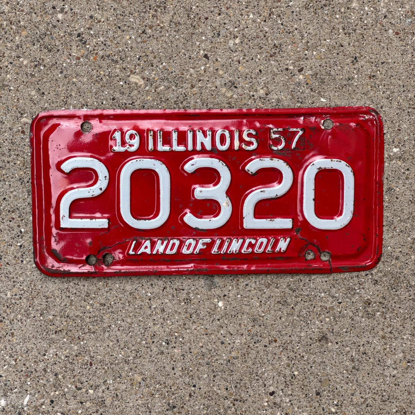 Photo of a 1957 Illinois Motorcycle License Plate Auto Tag Garage Decor Vintage 20320