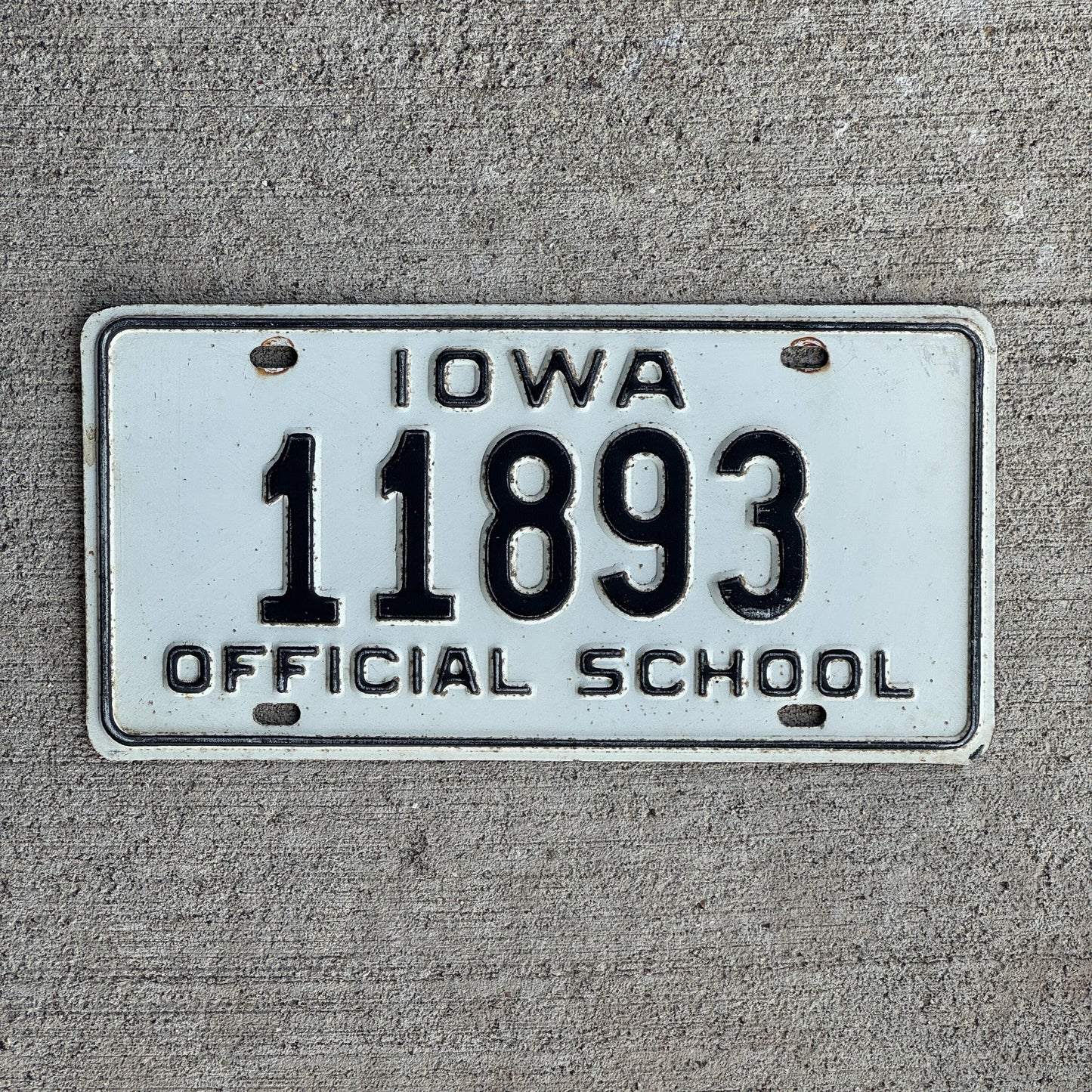 Photo of a 1957 Iowa Official School License Plate Auto Tag Garage Decor Vintage 11893