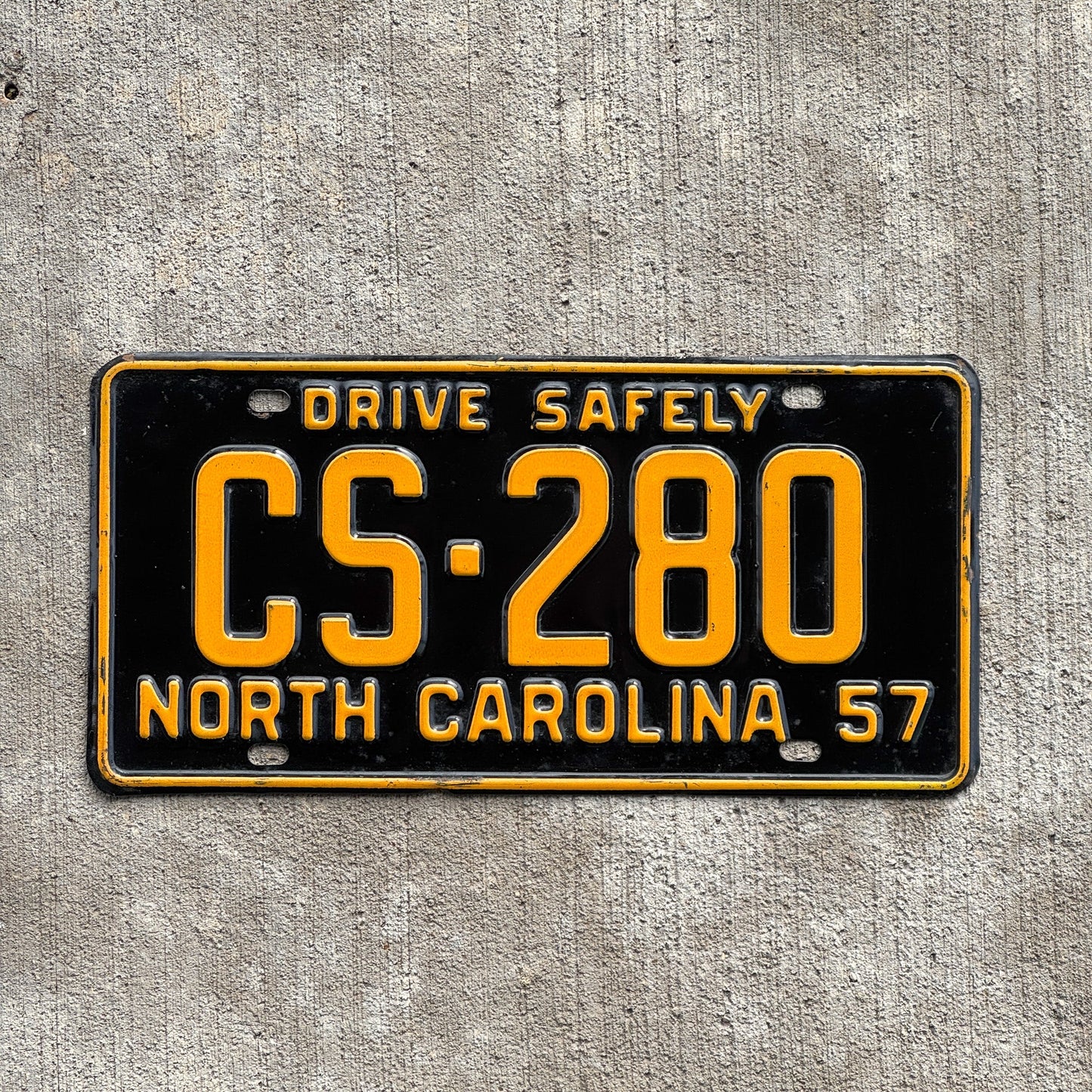 Photo of a 1957 North Carolina License Plate Auto Tag Garage Decor Vintage High Quality CS 280 with original patina