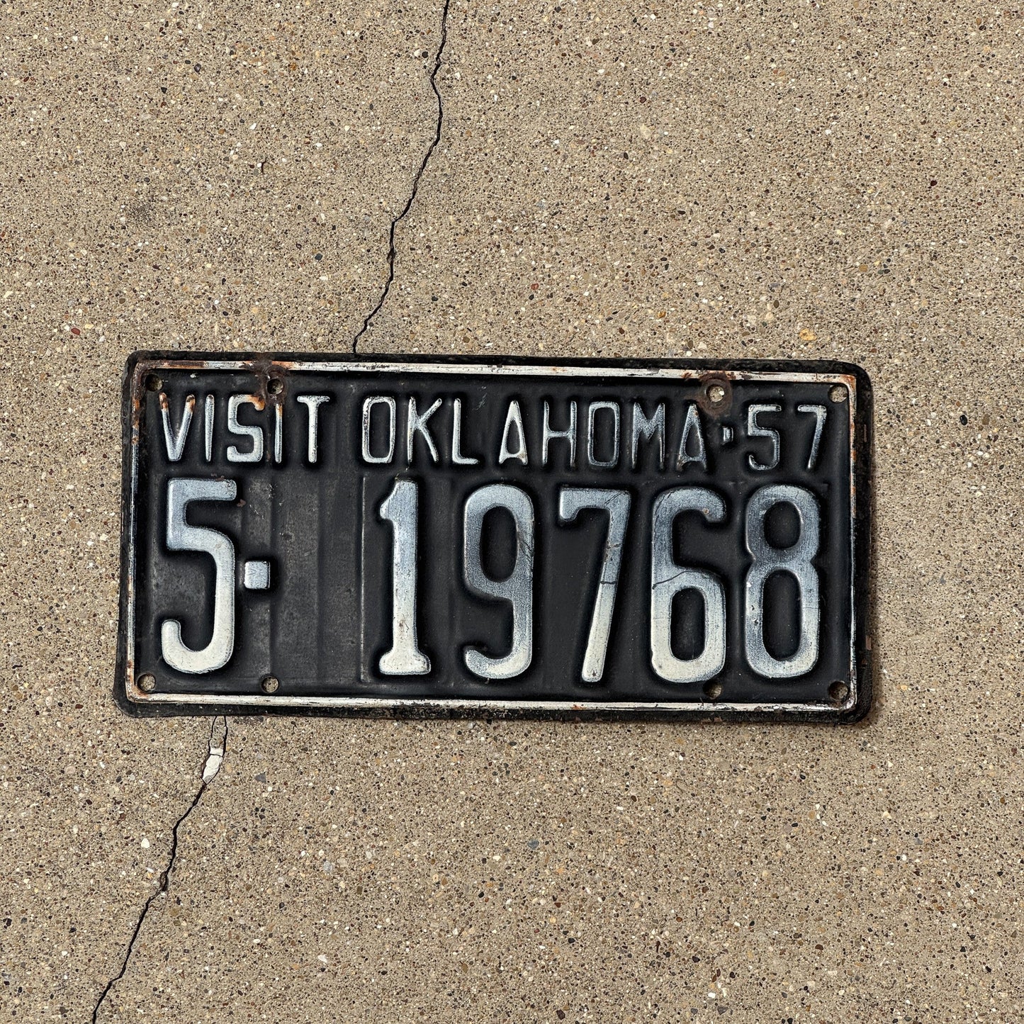 Photo of a 1957 Oklahoma License Plate Auto Tag Garage Decor Vintage 5 19768