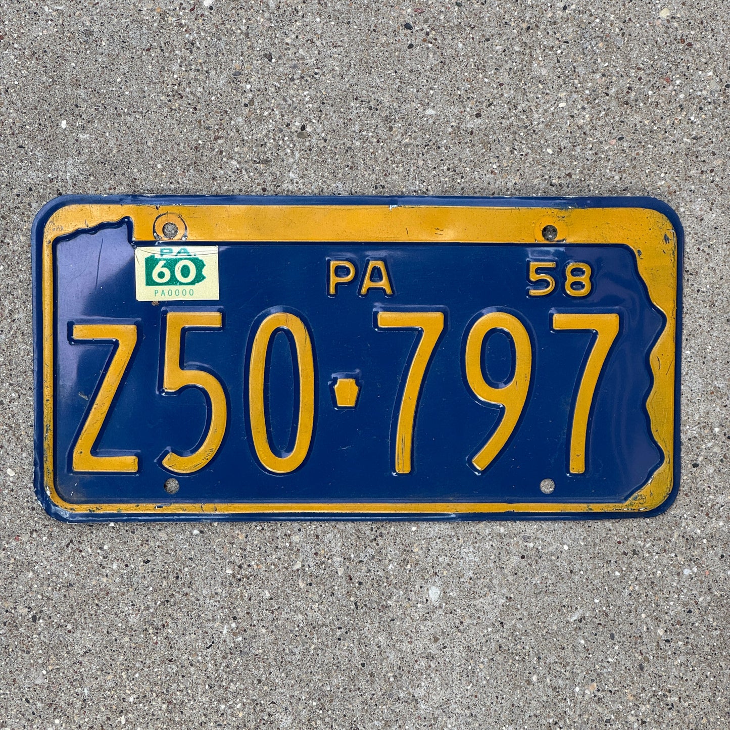 Photo of a 1958 1960 Pennsylvania License Plate Auto Tag Garage Decor Vintage Z 50797