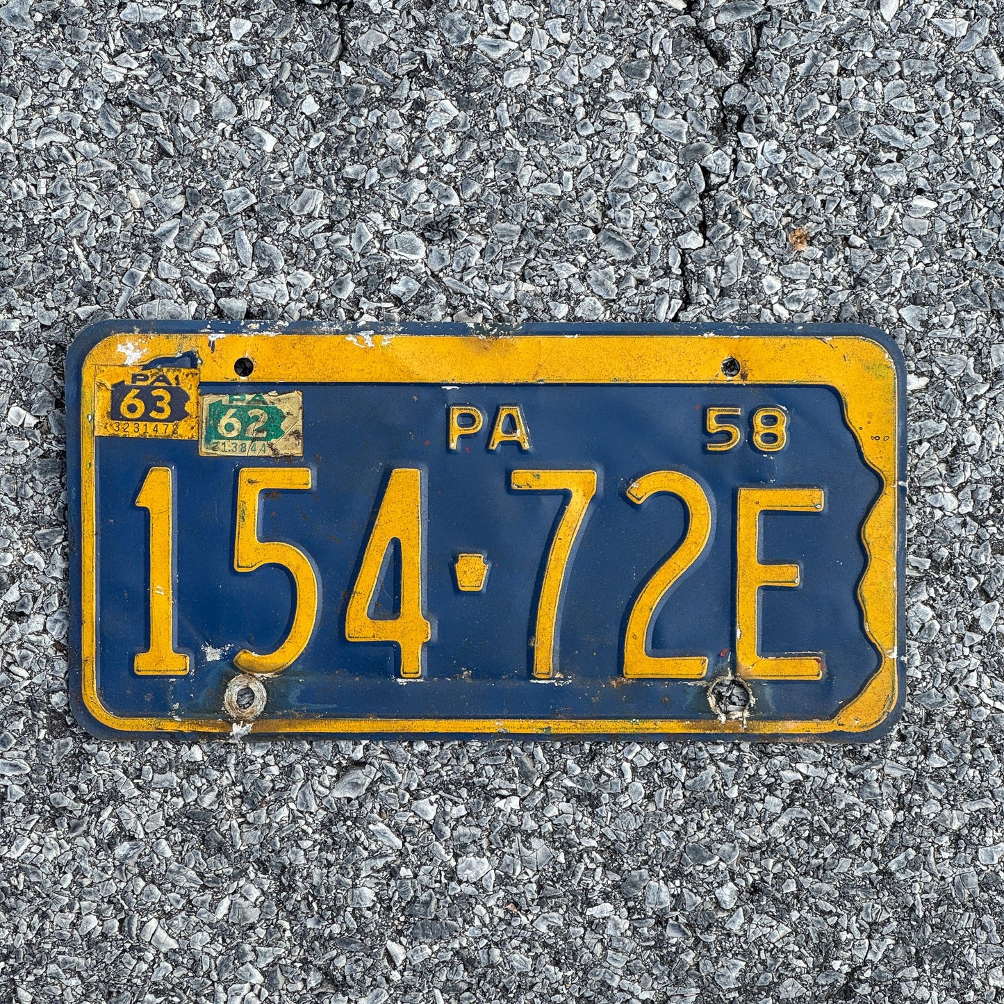 Photo of a 1958 1963 Pennsylvania License Plate Auto Tag Garage Decor Vintage 154 72E