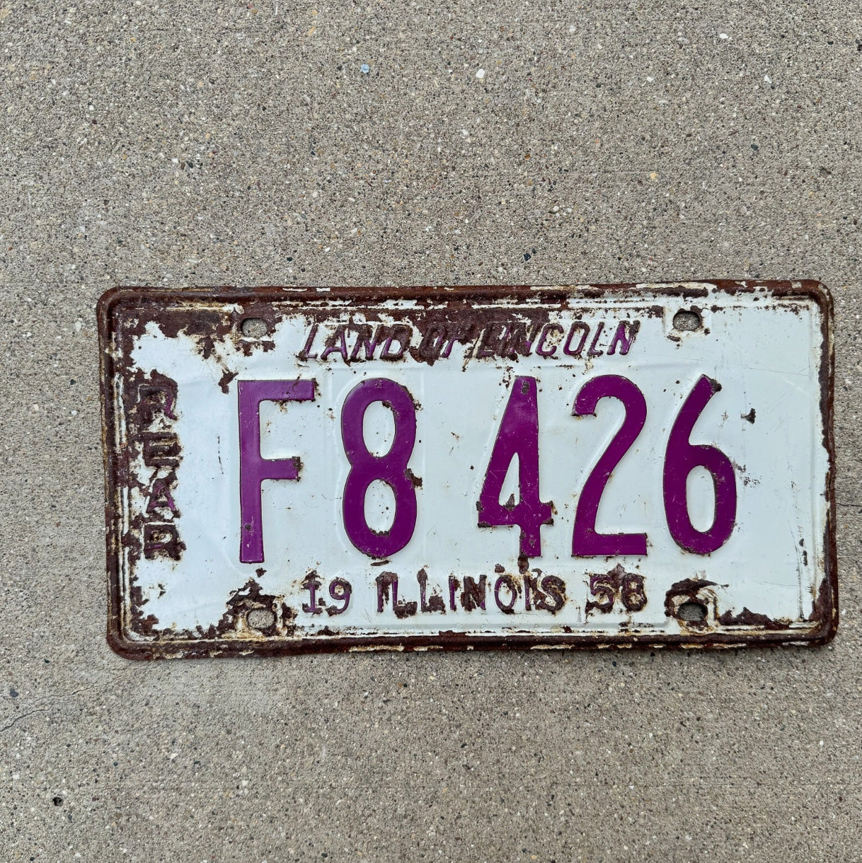 Photo of a 1958 Illinois TRUCK License Plate Auto Tag Garage Decor Vintage License Plate Auto Tag 1 Garage Decor F8426