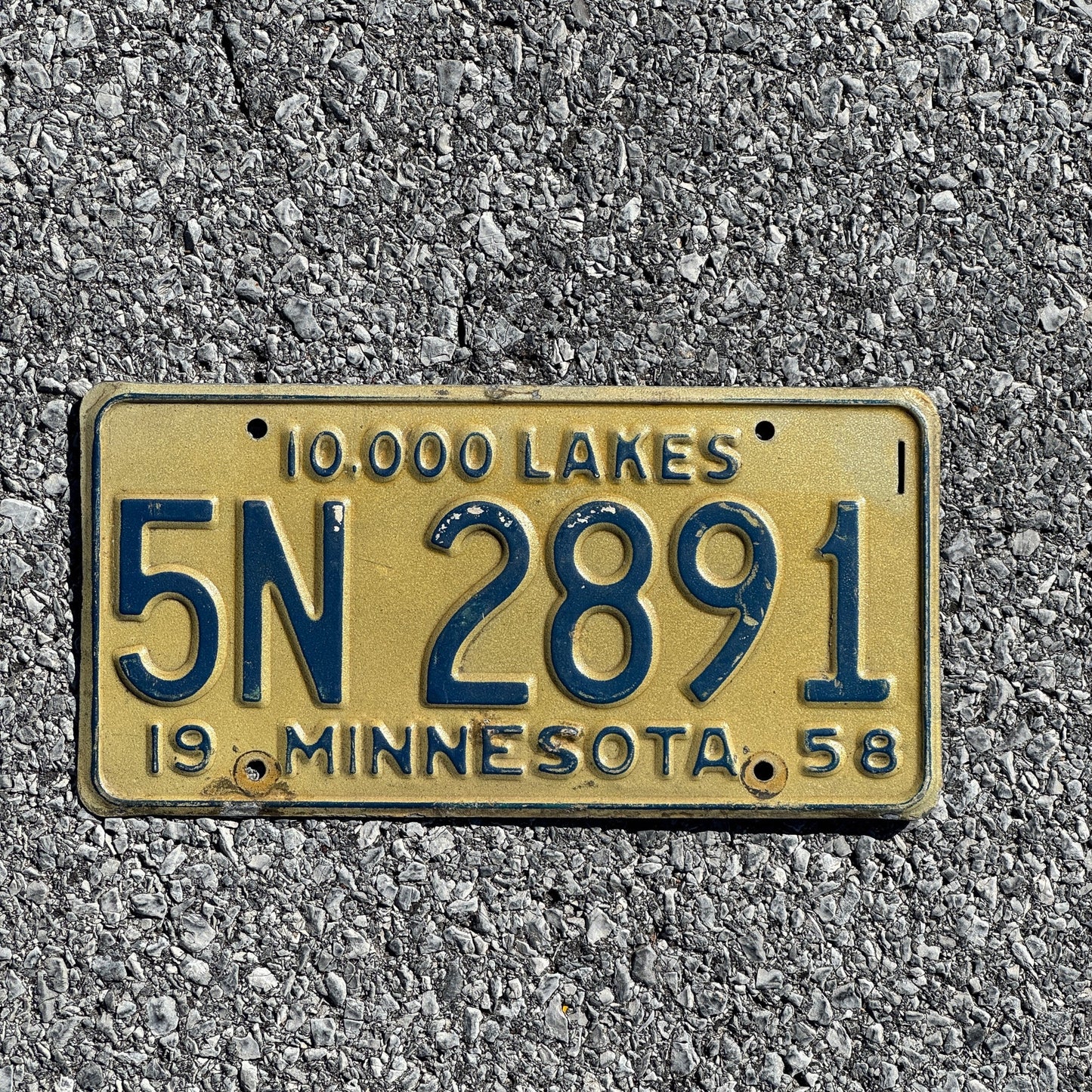 Photo of a 1958 Minnesota License Plate Auto Tag Garage Decor Vintage 5N2891