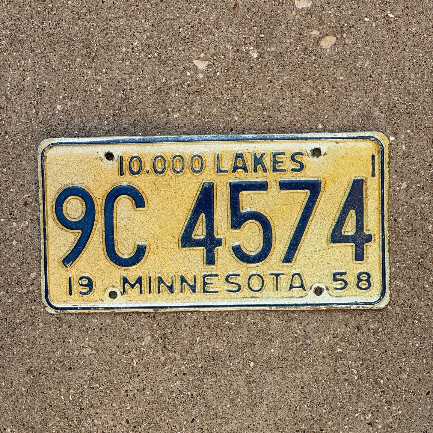 Photo of a 1958 Minnesota License Plate Auto Tag Garage Decor Vintage 9C 4574