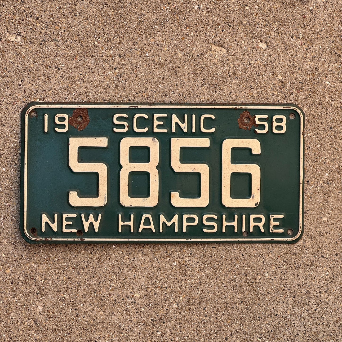 Photo of a 1958 New Hampshire License Plate Auto Tag Garage Decor Vintage 5856