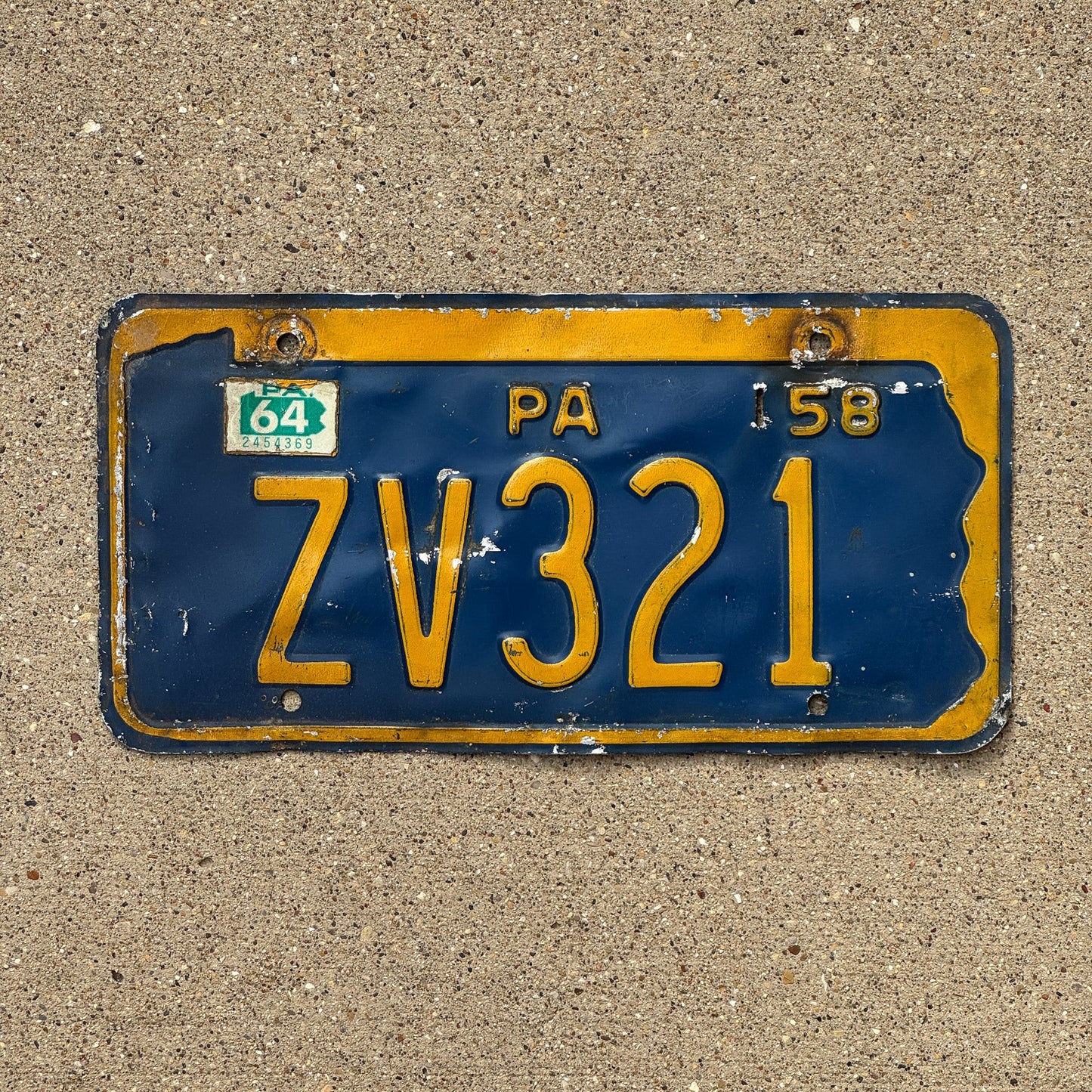 Photo of a 1958 Pennsylvania License Plate Auto Tag Garage Decor Vintage ZV 321