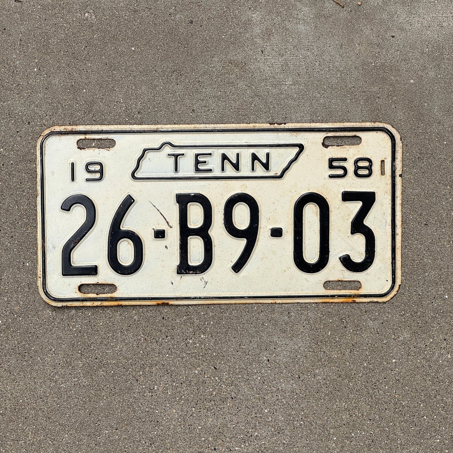 Photo of a 1958 Tennessee License Plate Auto Tag Garage Decor Vintage 26 B9 03
