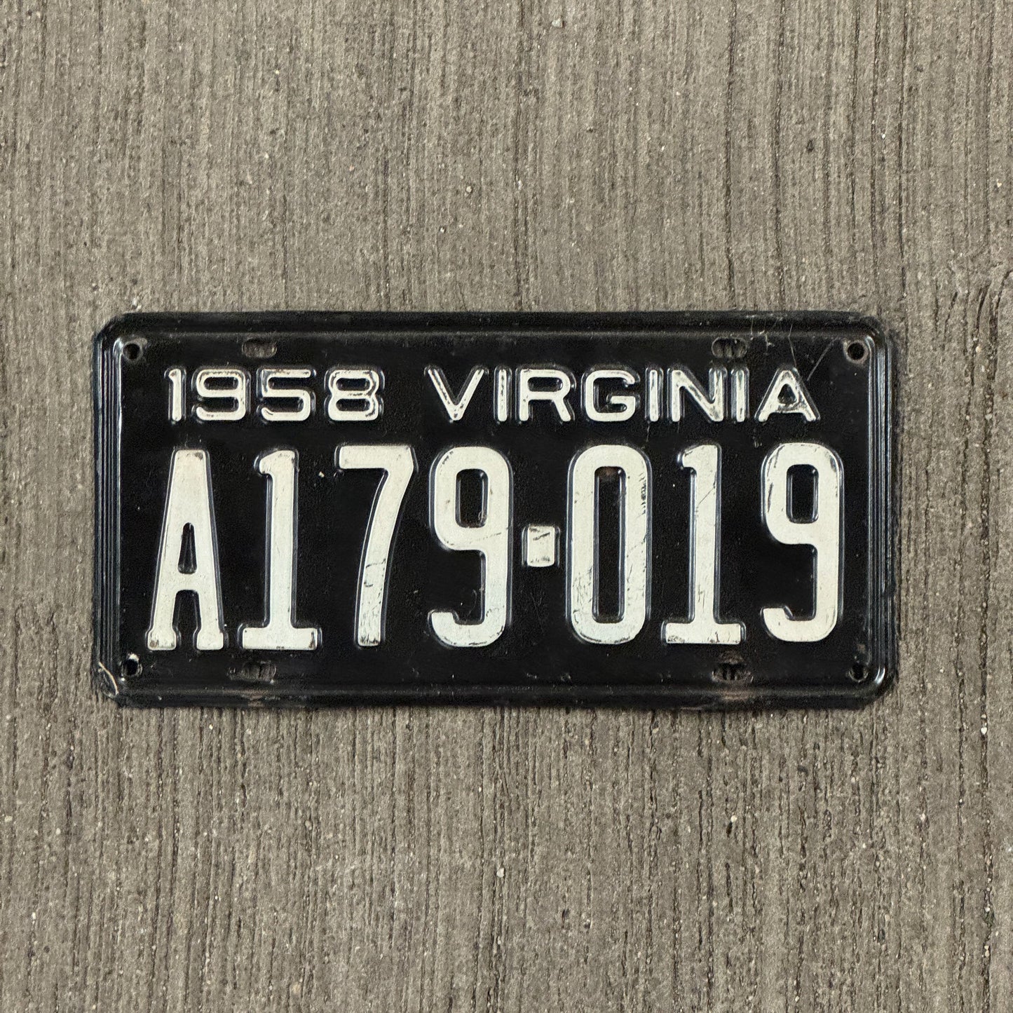 Photo of a 1958 Virginia License Plate Auto Tag Garage Decor Vintage A179 019