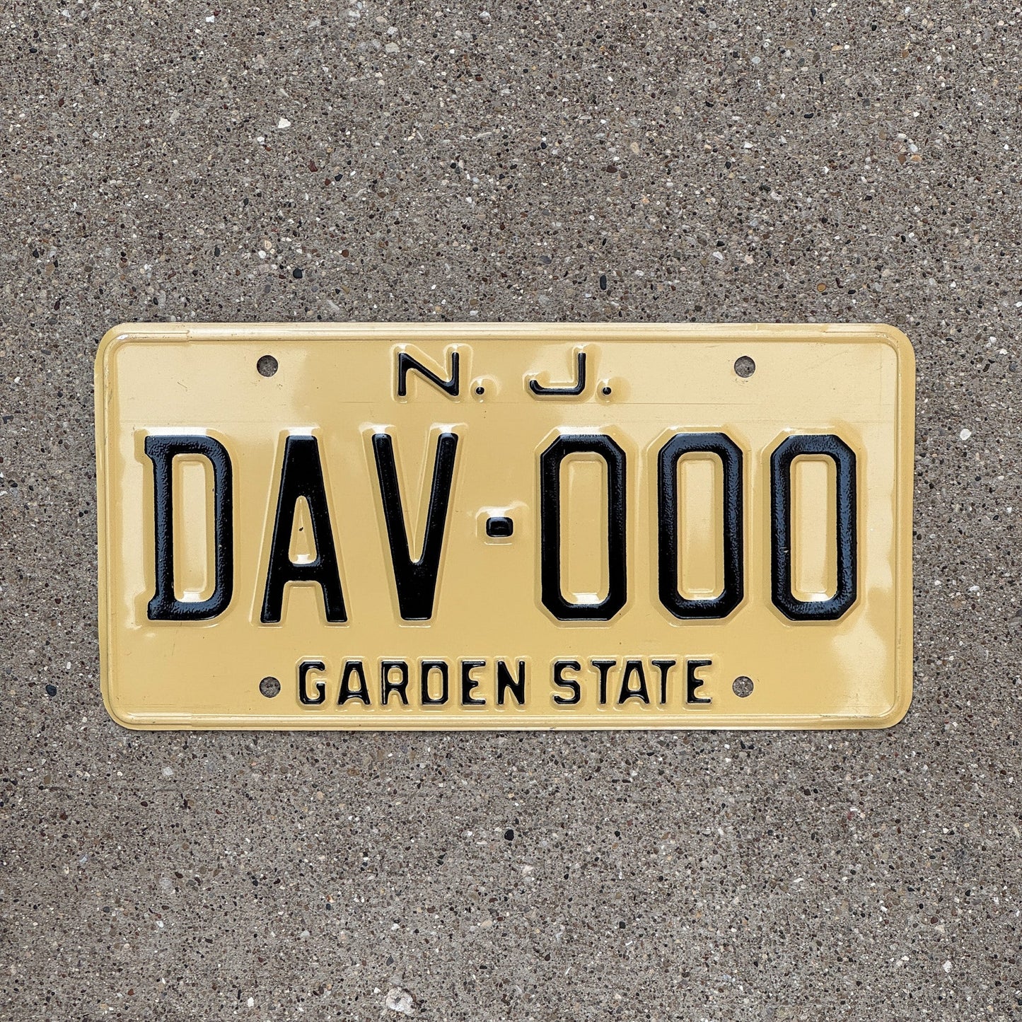 Photo of a 1959 New Jersey DAV SAMPLE License Plate Auto Tag Garage Decor Vintage DAV 000