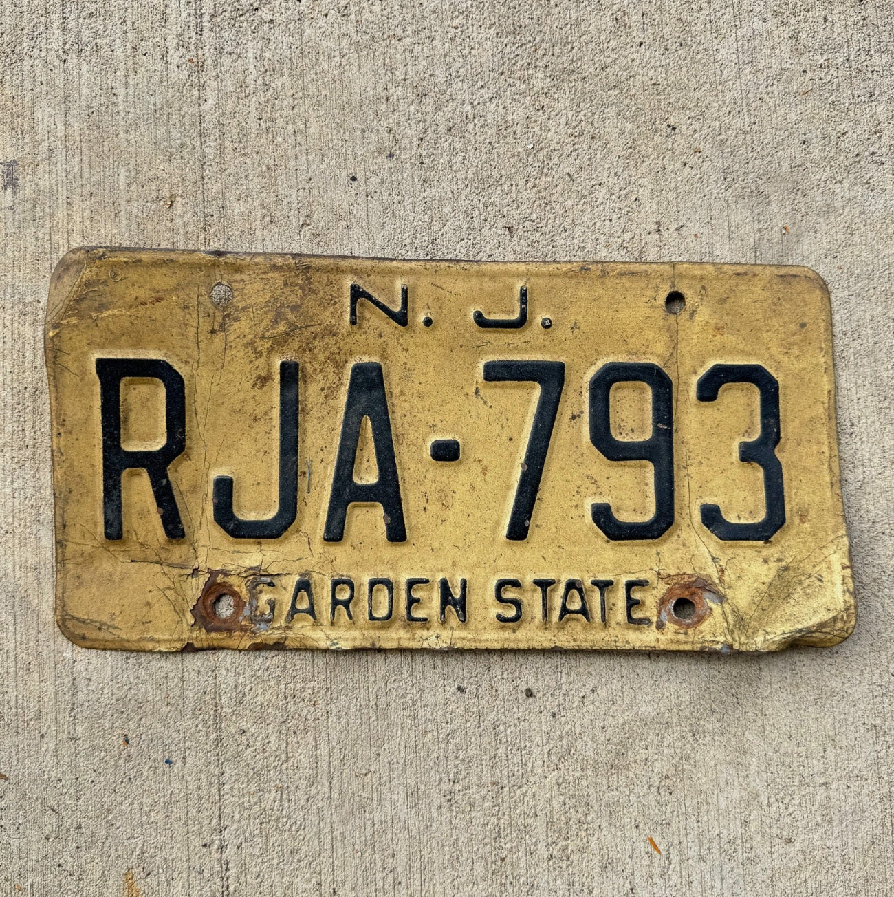 Photo of a 1959 New Jersey License Plate Auto Tag 2 Garage Decor RJA 793
