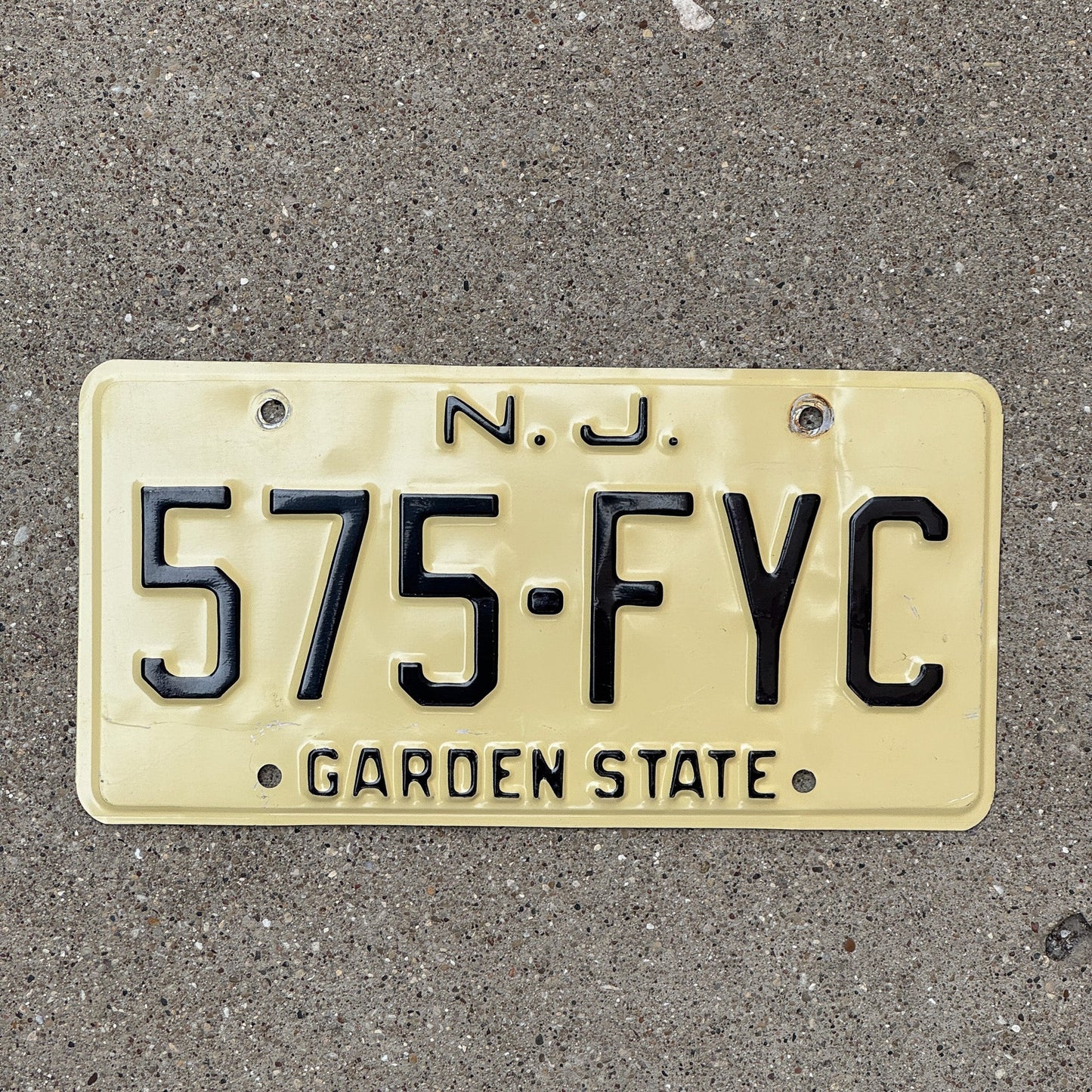 Photo of a 1959 New Jersey License Plate Auto Tag Garage Decor Vintage Garden State 575 FYC