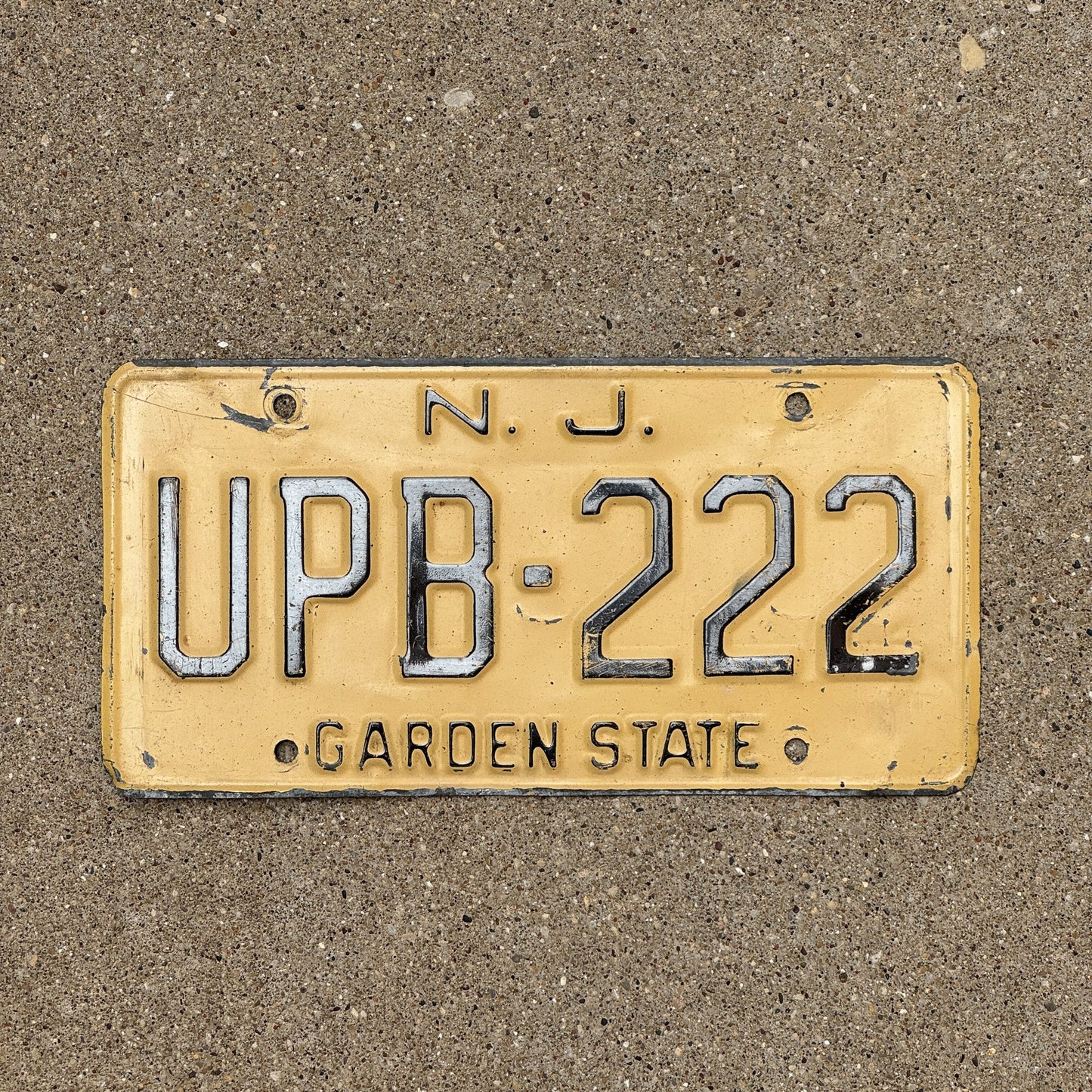 Photo of a 1959 New Jersey License Plate Auto Tag Garage Decor Vintage Repeat Repeating UPB 222