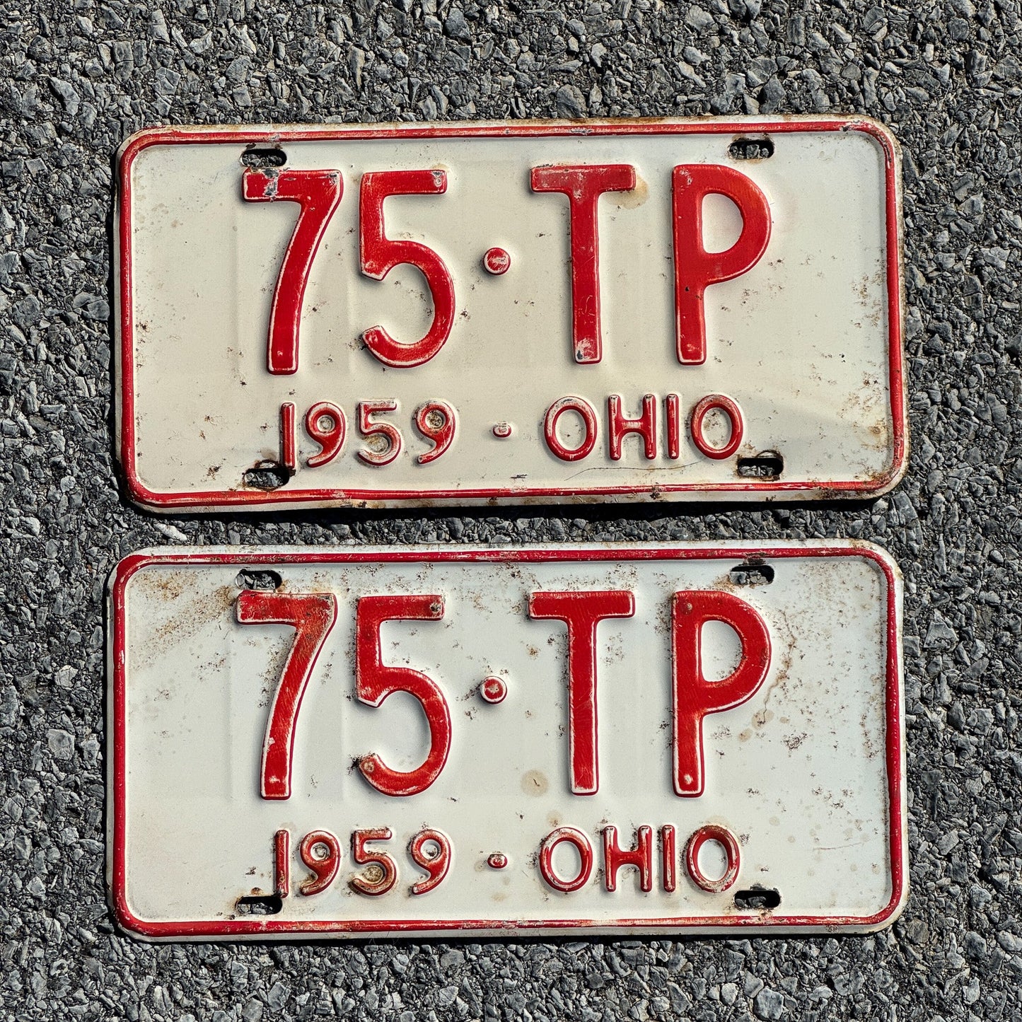 Photo of a 1959 Ohio License Plate Pair Auto Tag Garage Decor Vintage 75 TP
