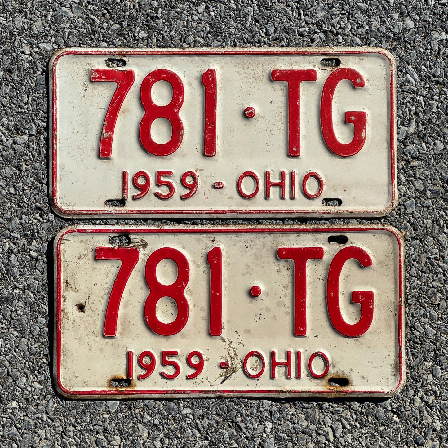Photo of a 1959 Ohio License Plate Pair Auto Tag Garage Decor Vintage 781 TG