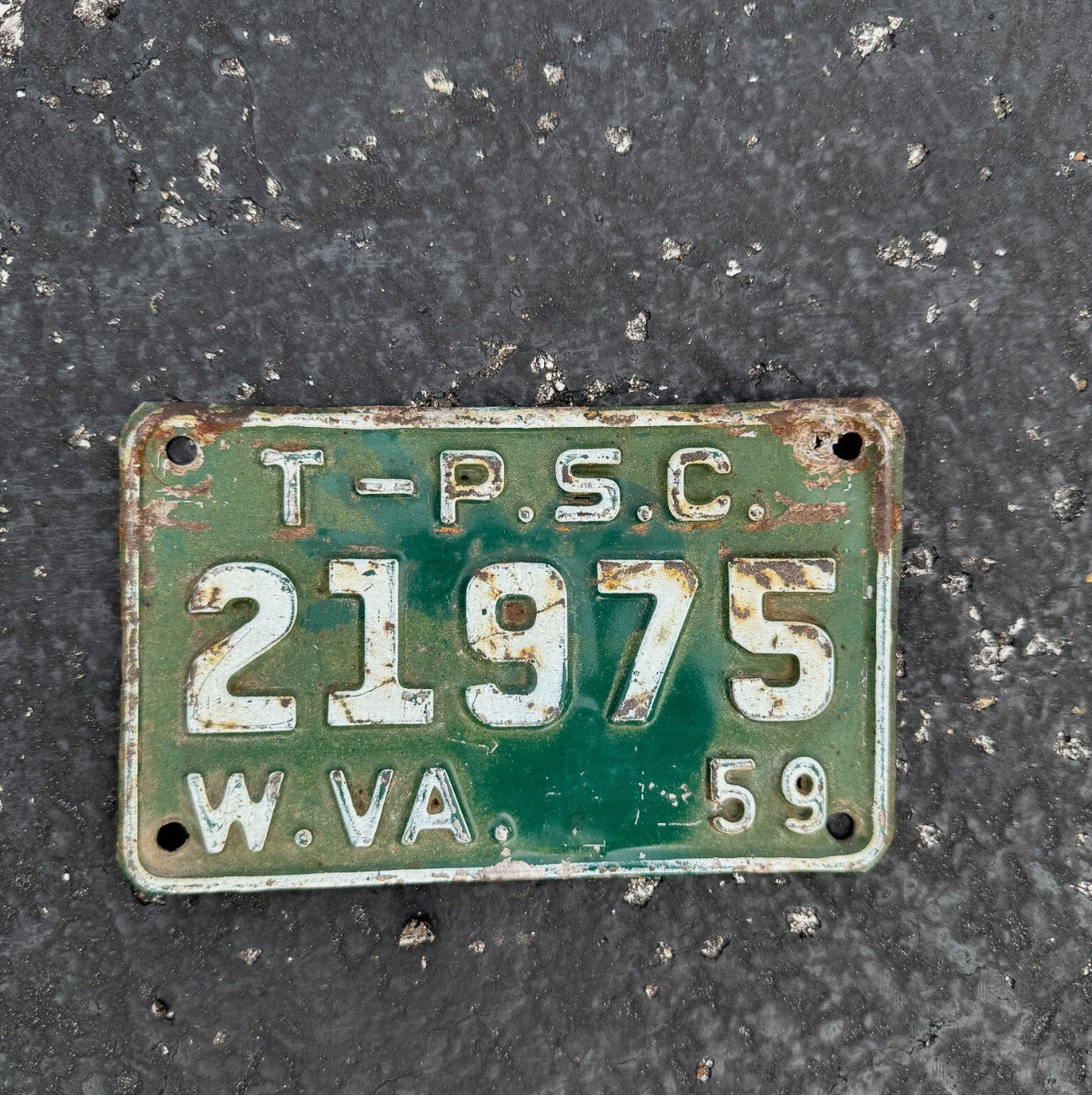 Photo of a 1959 West Virginia Trailer Public Service Commission License Plate Auto Tag Garage Decor Vintage TPSC 21975