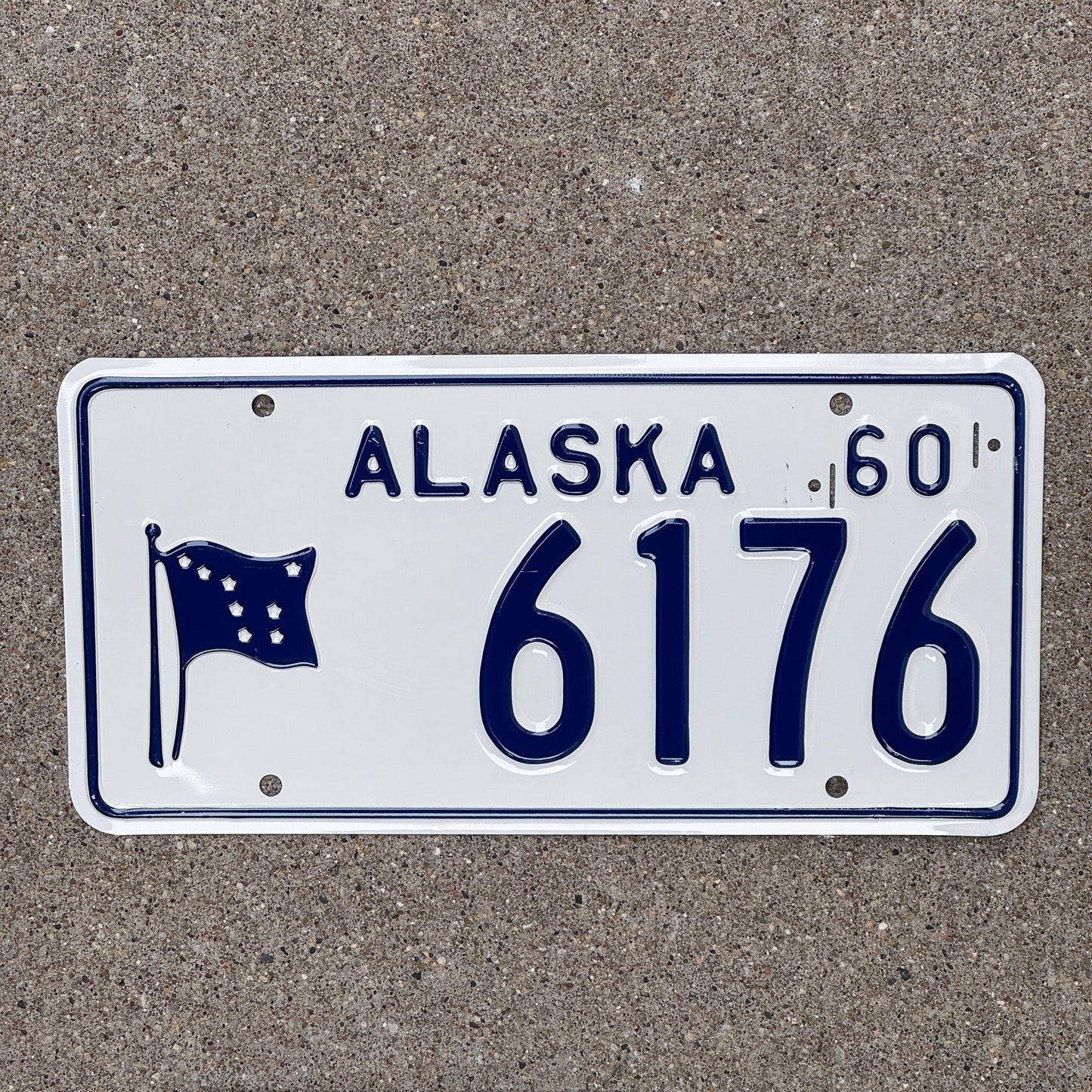 Photo of a 1960 Alaska License Plate Auto Tag Garage Decor Vintage High Quality 6176 with original patina