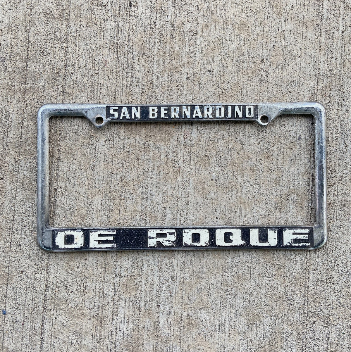1960 Era San Bernardino California License Plate Frame Buick Los Angeles LA De Roque
