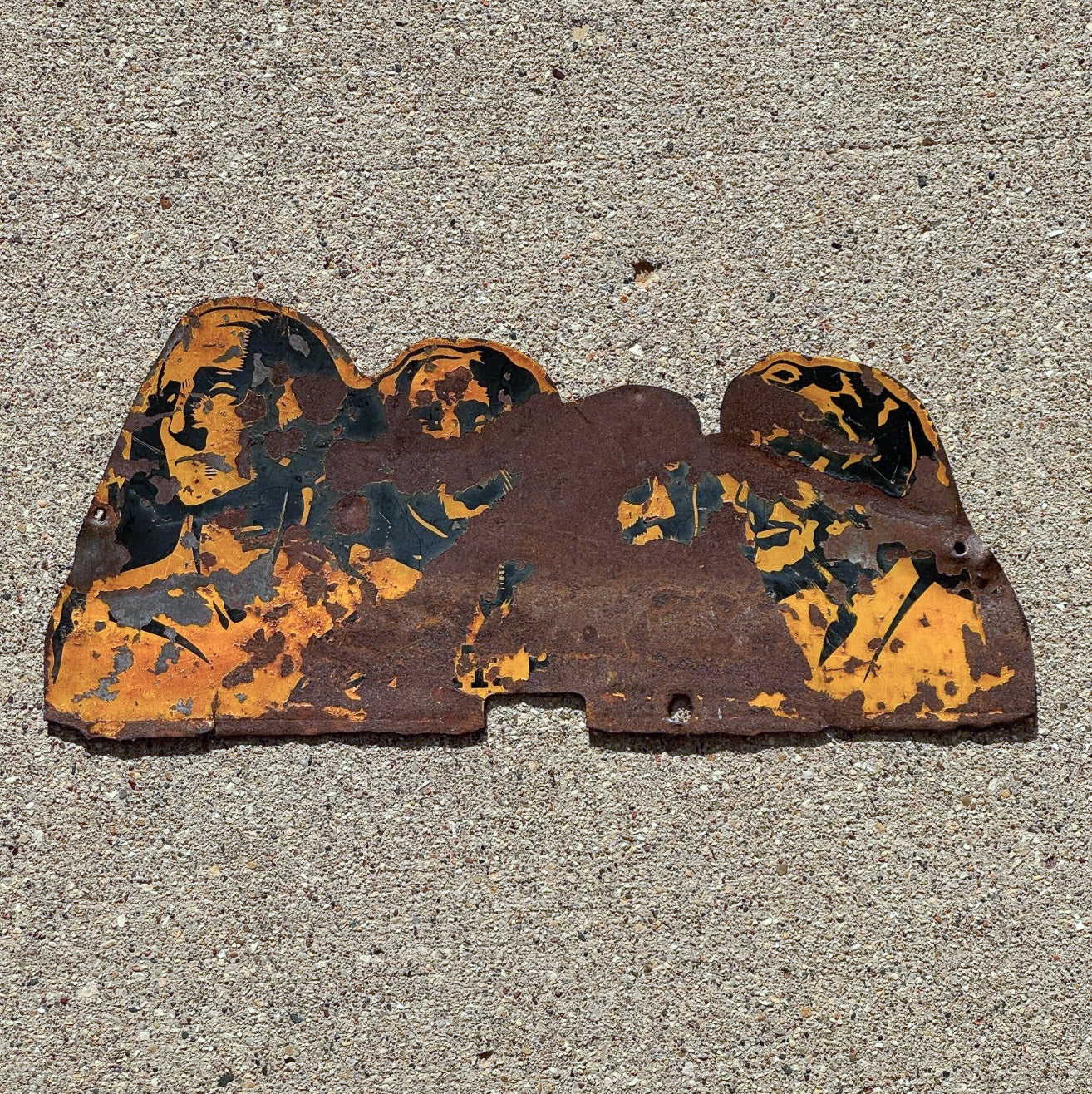 Photo of a 1960 Era South Dakota Mt Rushmore South Dakota License Plate Topper Auto Tag Garage Decor Vintage Vintage Mt Rushmore SD with original patina