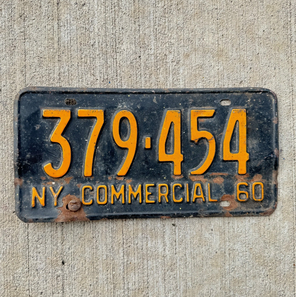 Photo of a 1960 New York Truck License Plate Auto Tag Garage Decor Vintage Classic Car 379 454