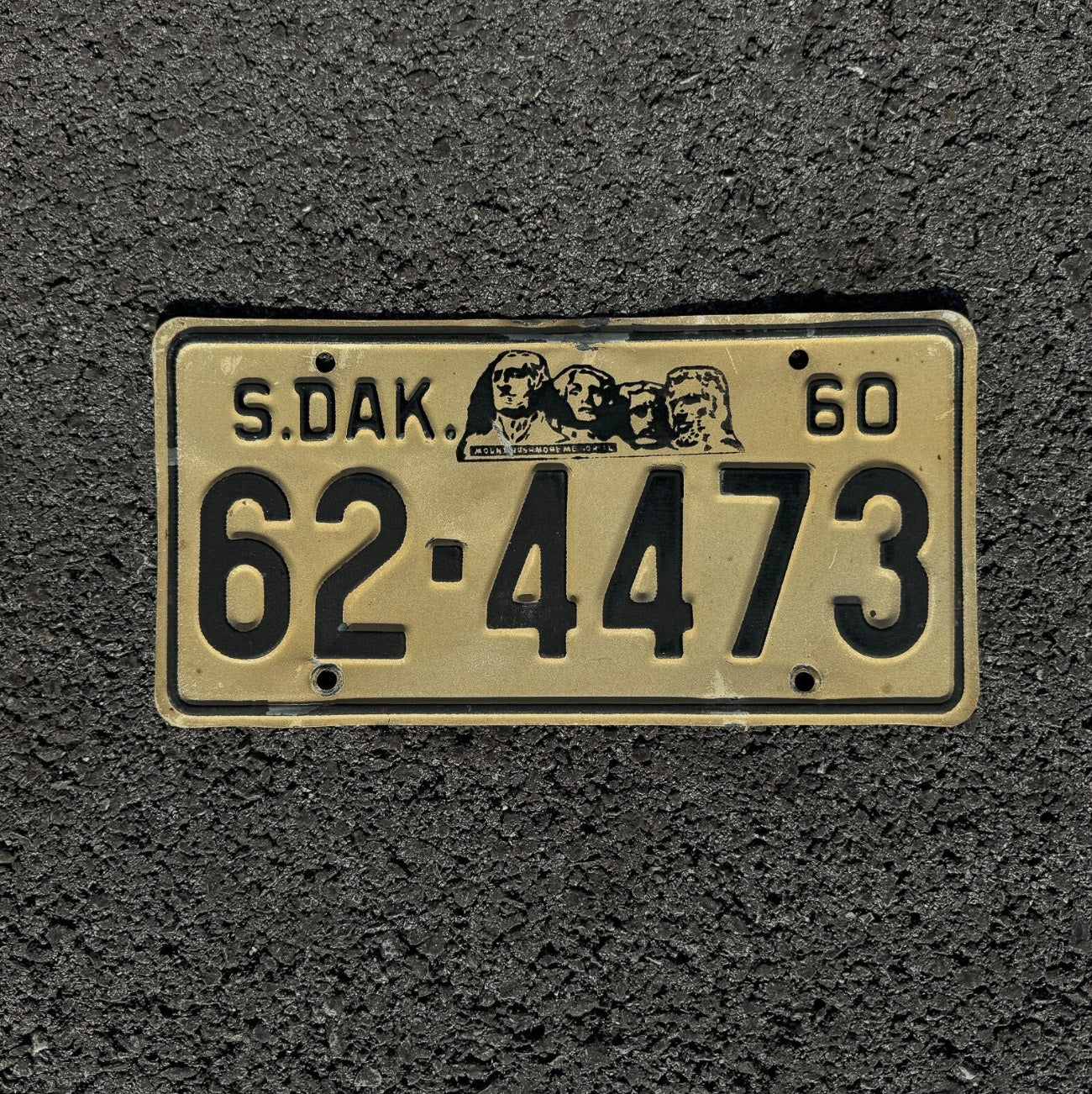 Photo of a 1960 South Dakota License Plate Auto Tag Garage Decor Vintage Union County 62 4473