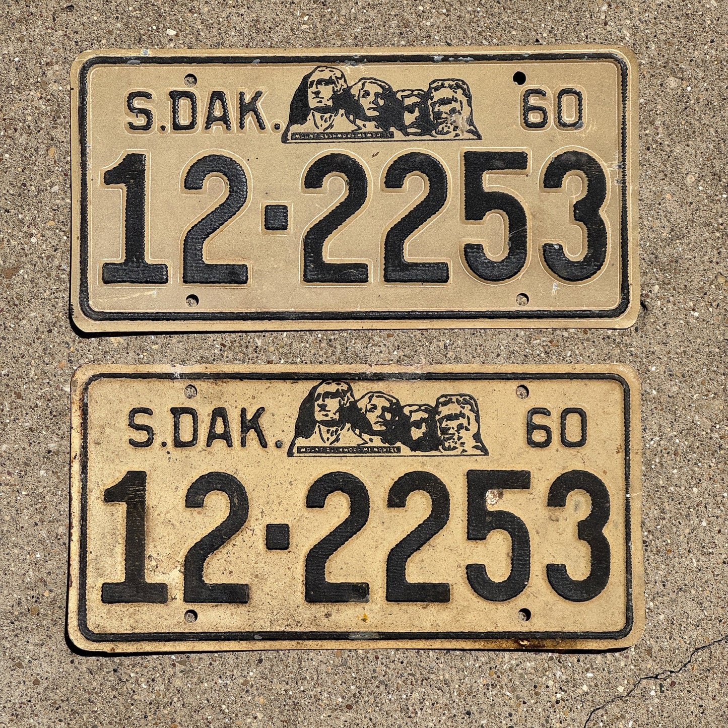 Photo of a 1960 South Dakota License Plate Pair Auto Tag Garage Decor Vintage Bon Homme 12 2253