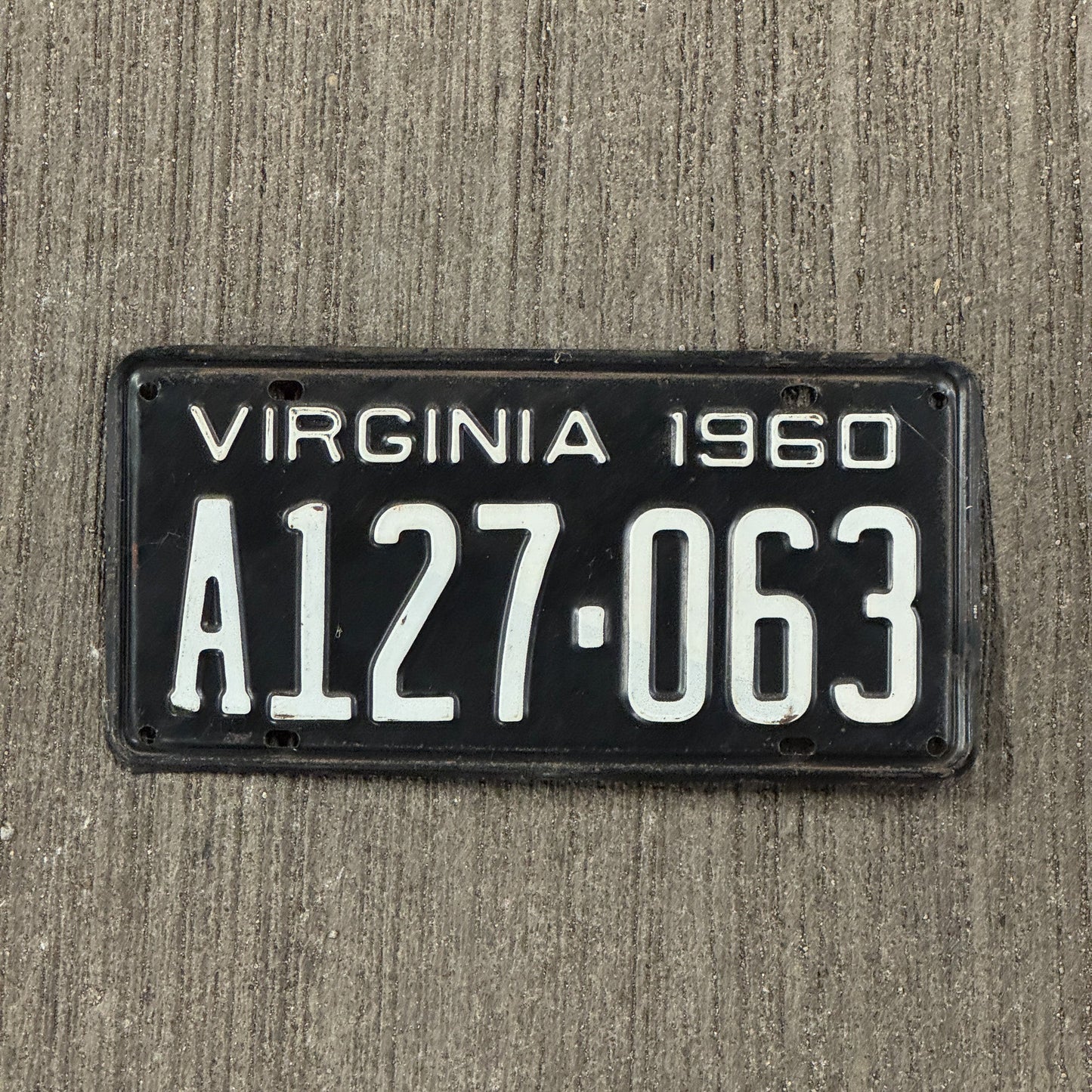 Photo of a 1960 Virginia License Plate Auto Tag Garage Decor Vintage A127 063