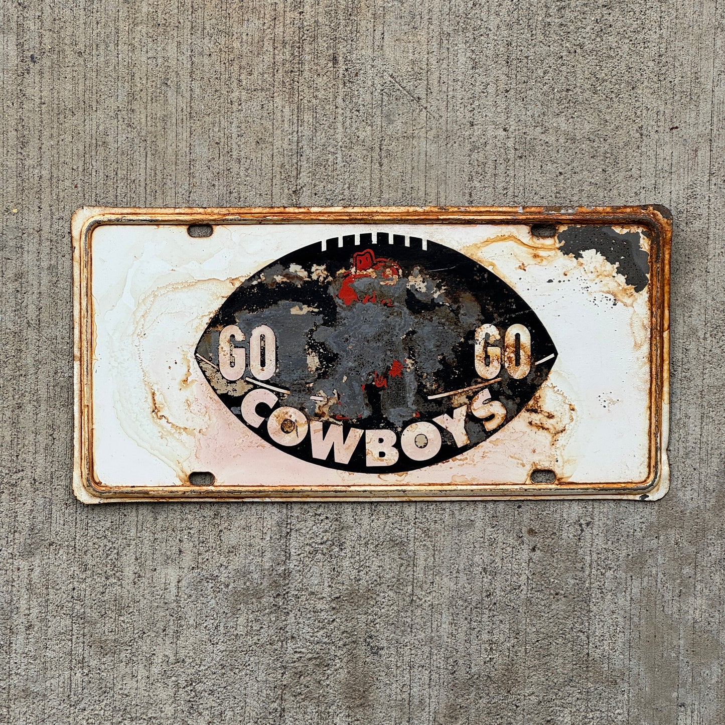 1960s Era University of Oklahoma Cowboys Booster License Plate Football Metal