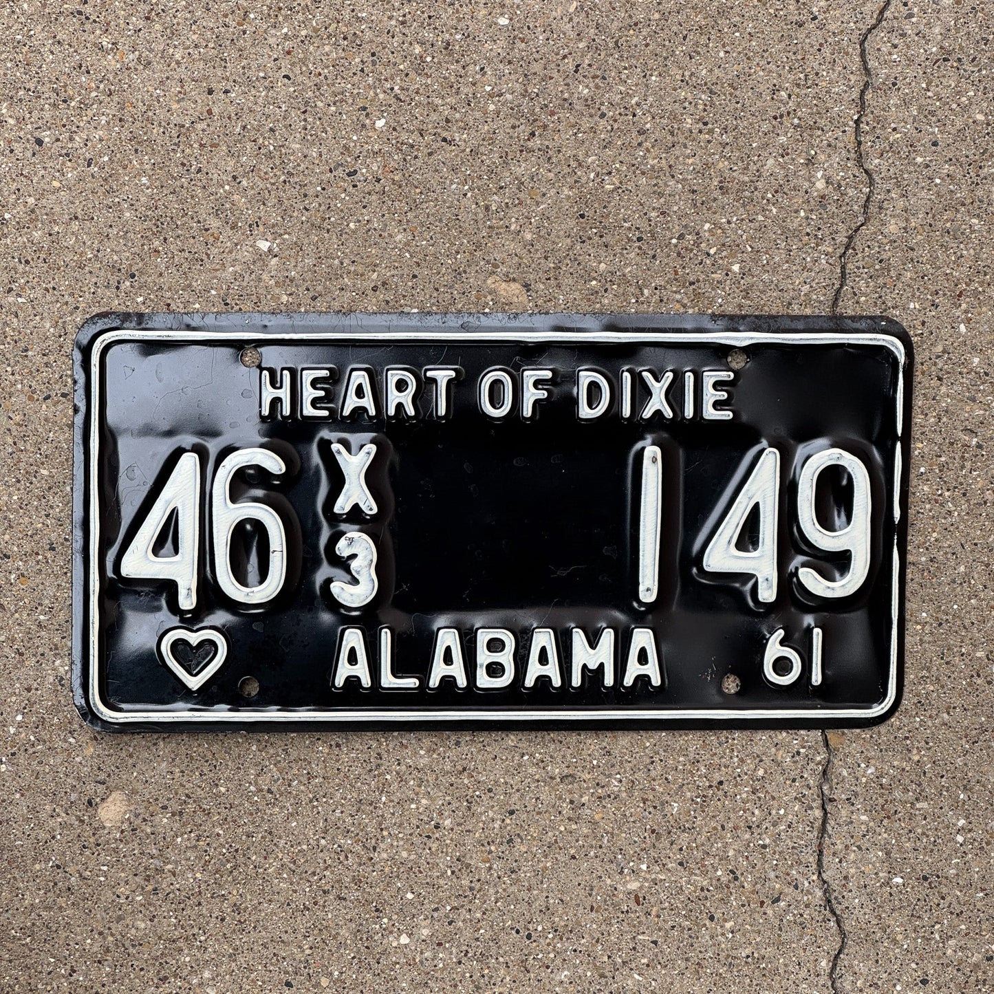 Photo of a 1961 Alabama TAXI License Plate Auto Tag Garage Decor Vintage Heart of Dixie 46 X3 149
