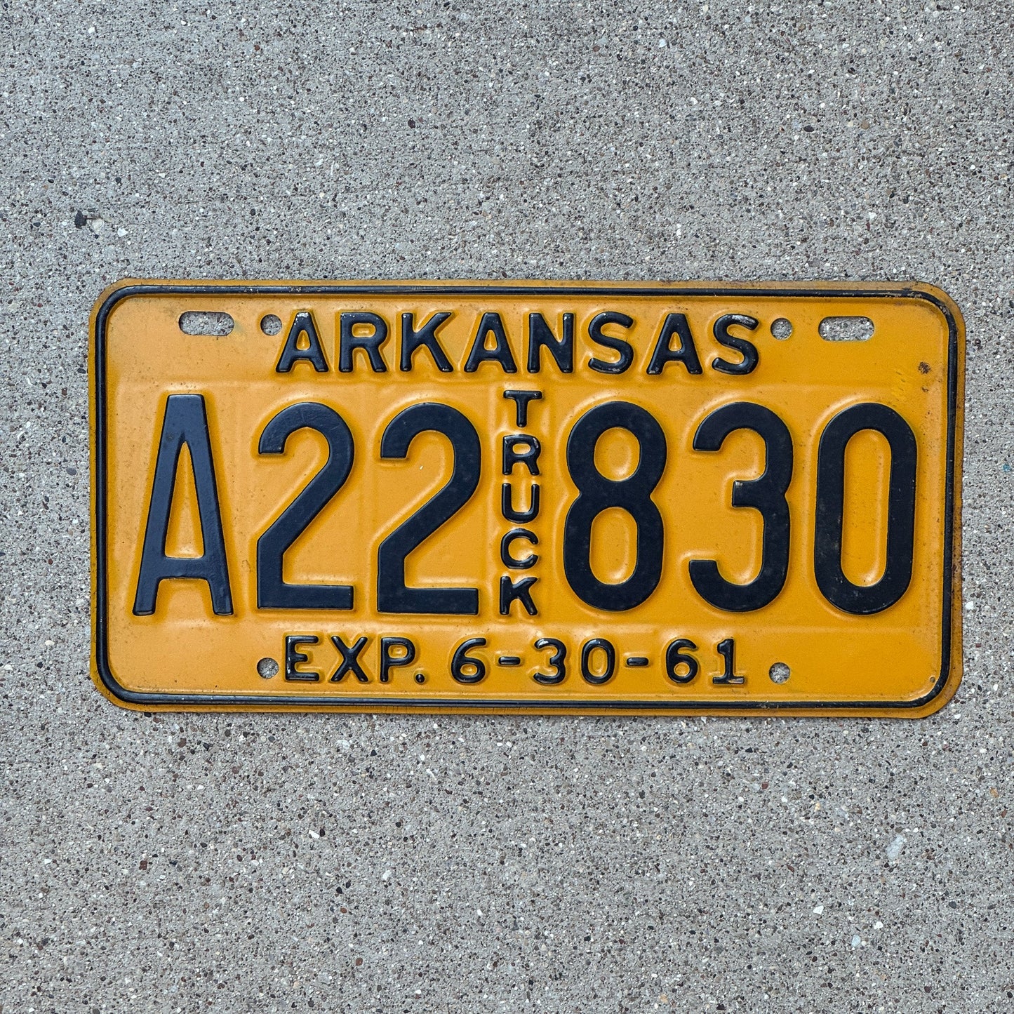 Photo of a 1961 Arkansas Truck License Plate Auto Tag Garage Decor Vintage A 22 830