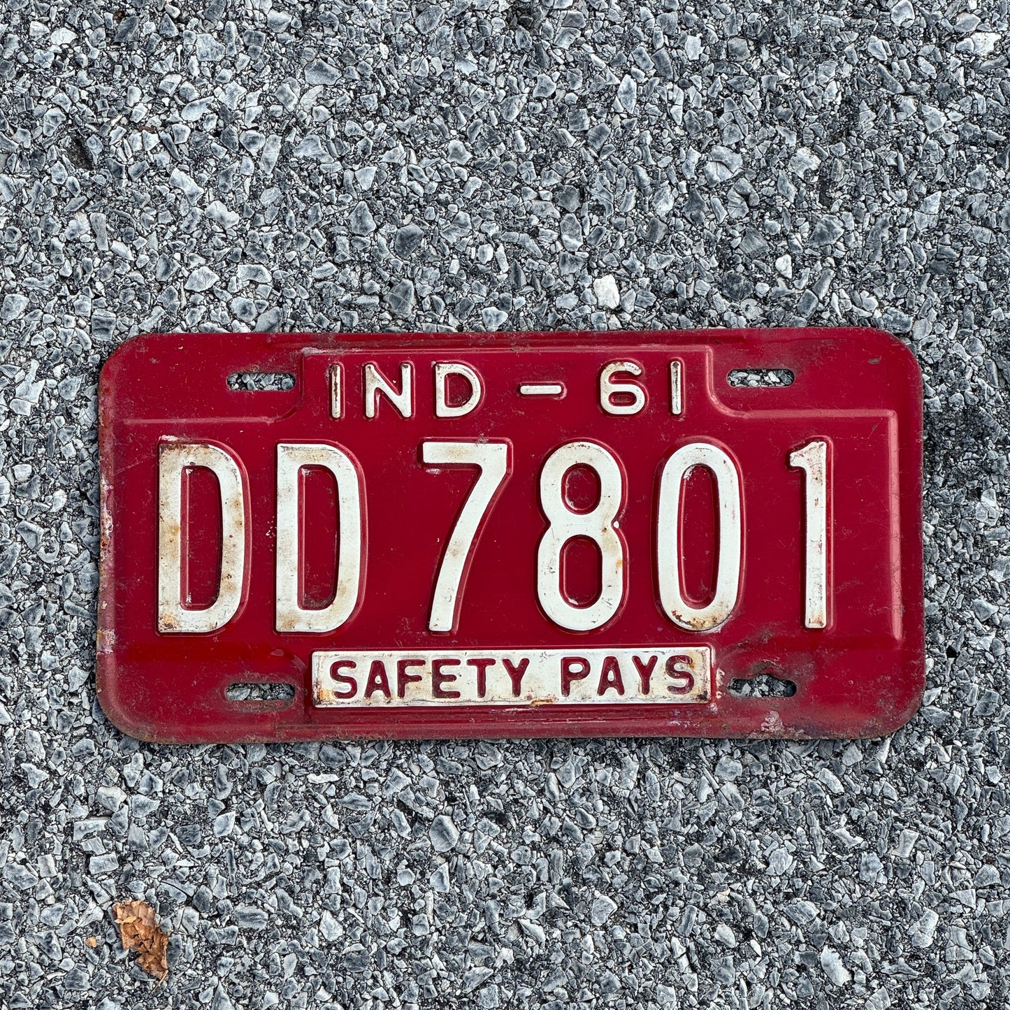 Photo of a 1961 Indiana License Plate Auto Tag Garage Decor Vintage DD7801