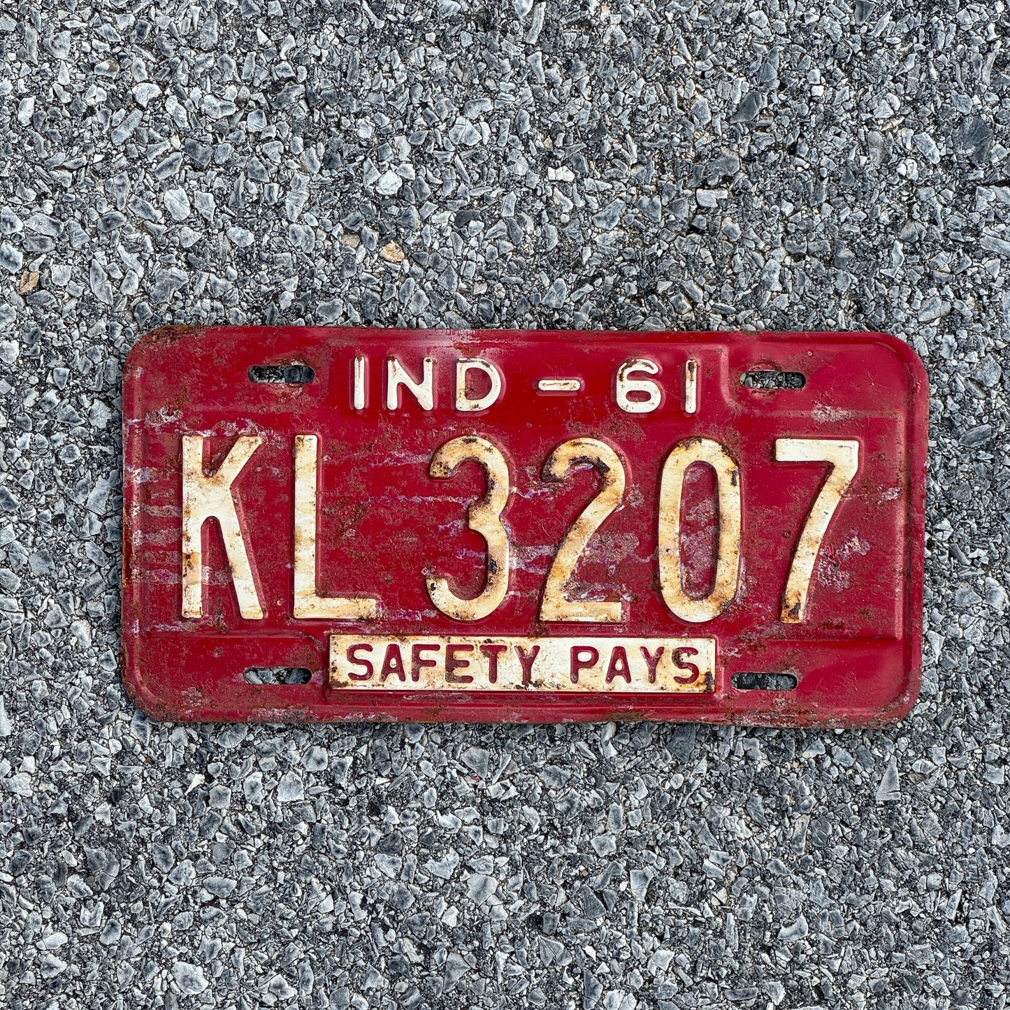 Photo of a 1961 Indiana License Plate Auto Tag Garage Decor Vintage KL3207