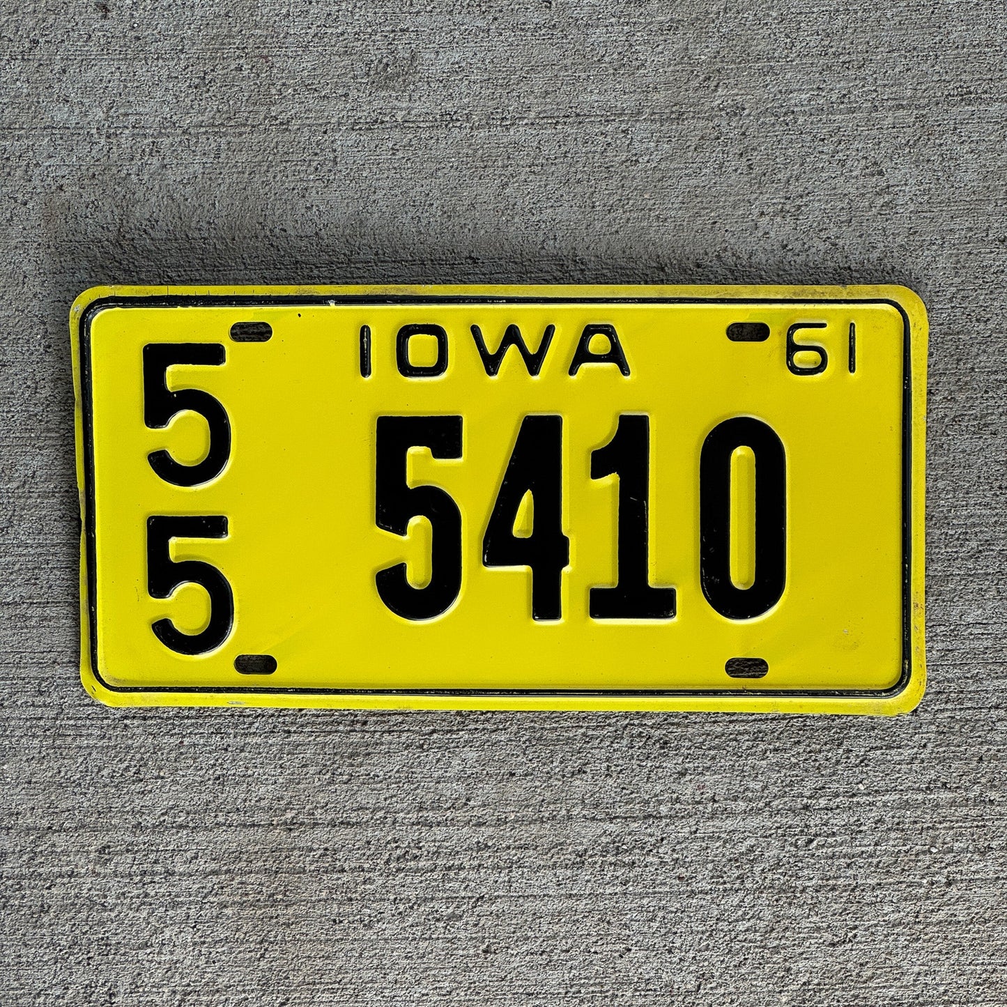 Photo of a 1961 Iowa License Plate Auto Tag Garage Decor Vintage 55 5410