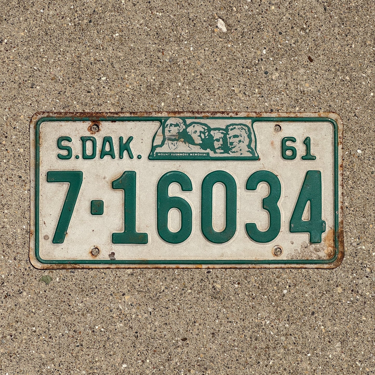 Photo of a 1961 South Dakota License Plate Auto Tag Garage Decor Vintage Yankton 7 16034