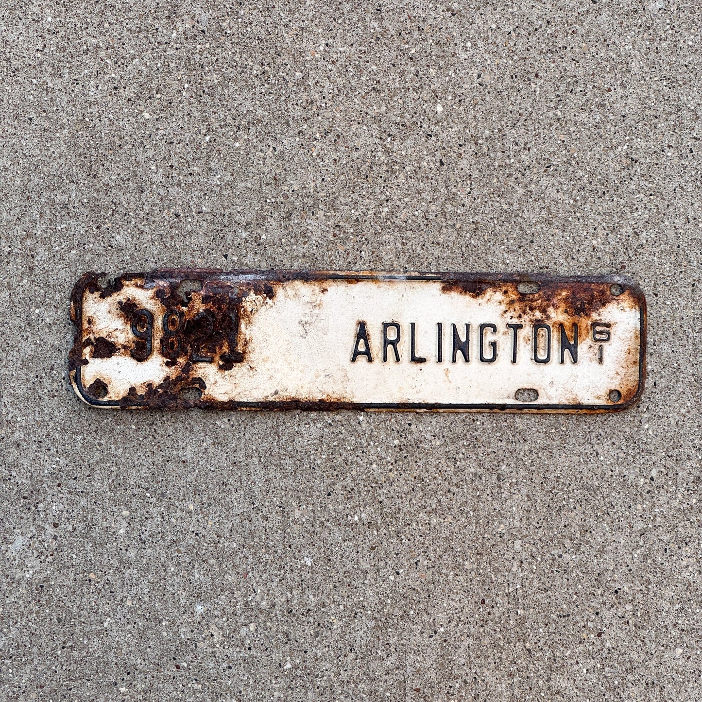 Photo of a 1961 Virginia Tax Strip License Plate Auto Tag Garage Decor Vintage 9821 with original patina