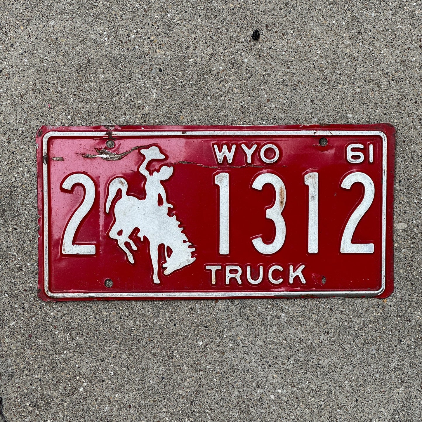 Photo of a 1961 Wyoming Truck License Plate Auto Tag 2 Garage Decor 2 1312